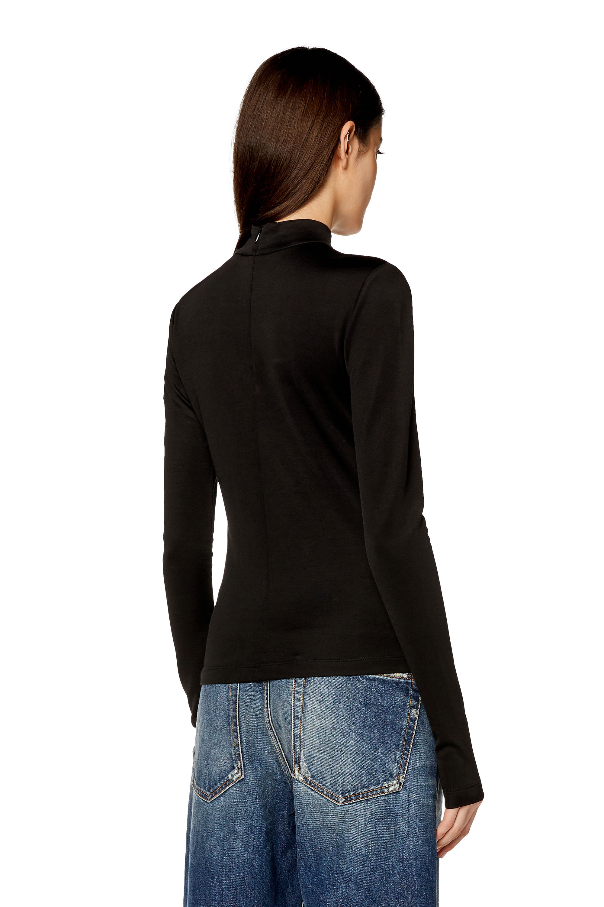 Diesel - T-ASTRA-OD, Woman's Mock-neck top in stretch interlock in Black - 5