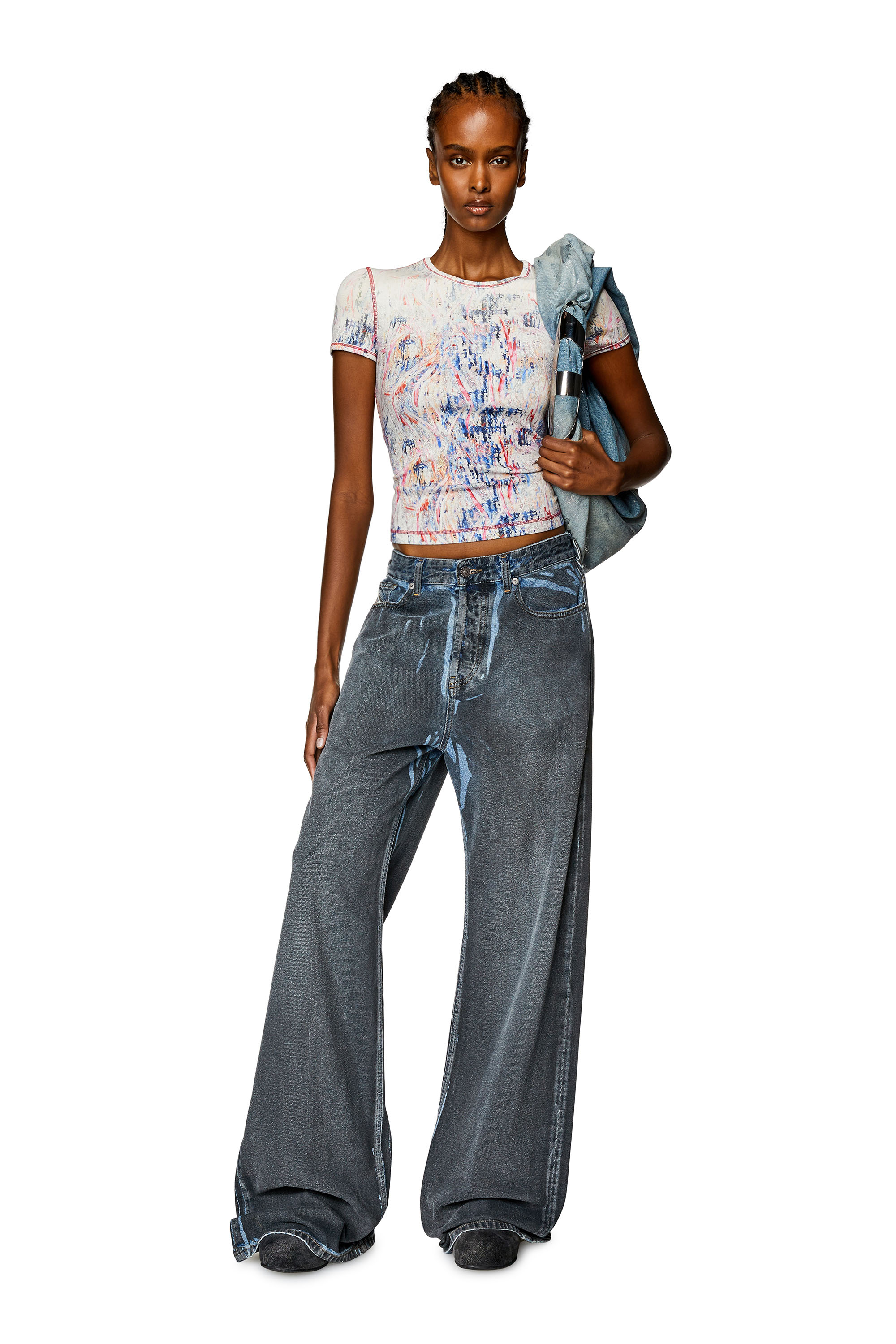 DIESEL トップス コットンリブT t-ele-long-p2 Diesel T-Ele-Long-P2 Cotton T-shirt | Blue | FARFETCH