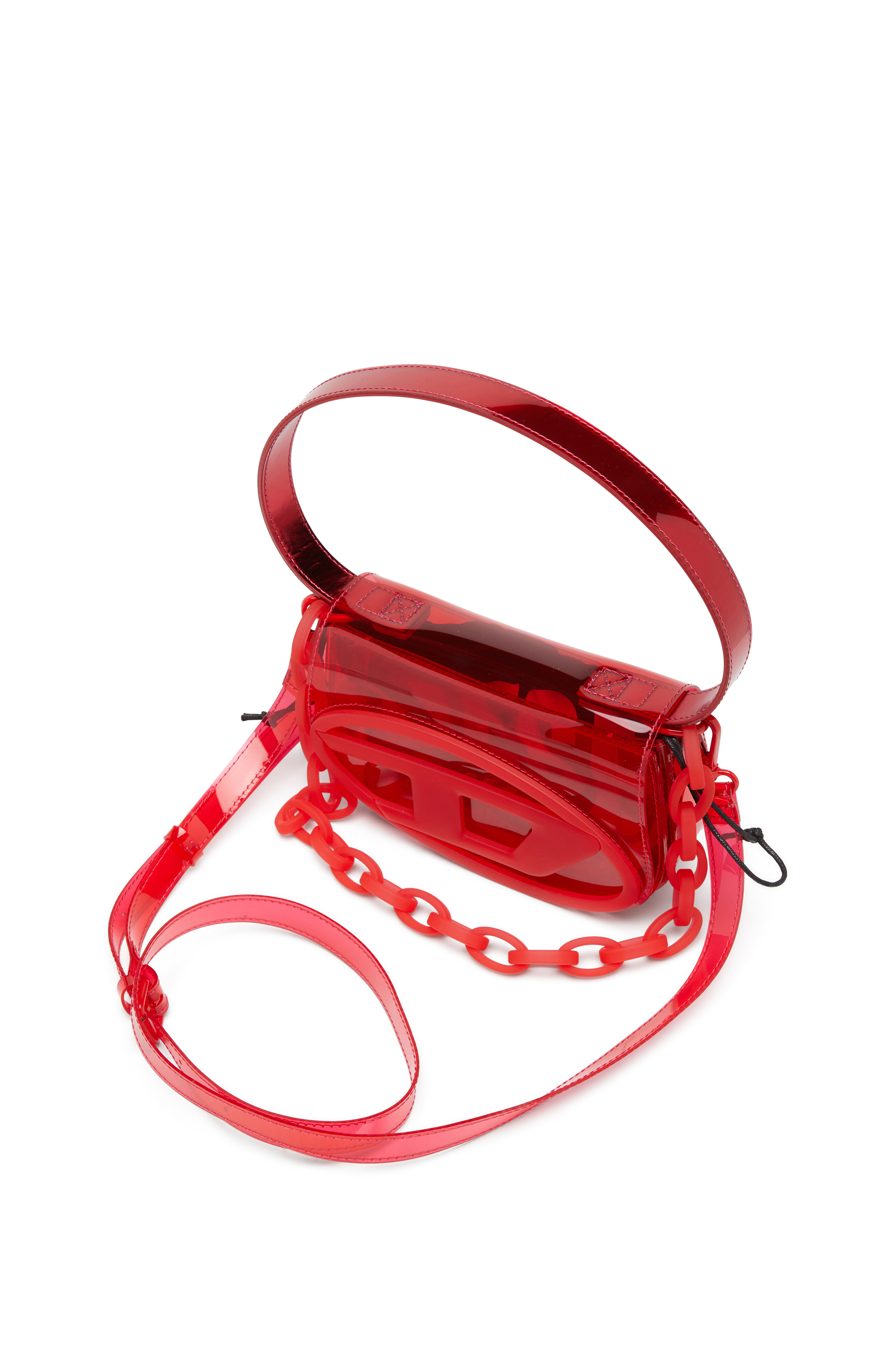 Diesel - 1DR, Woman's 1DR-Iconic shoulder bag in transparent TPU in Red - 6