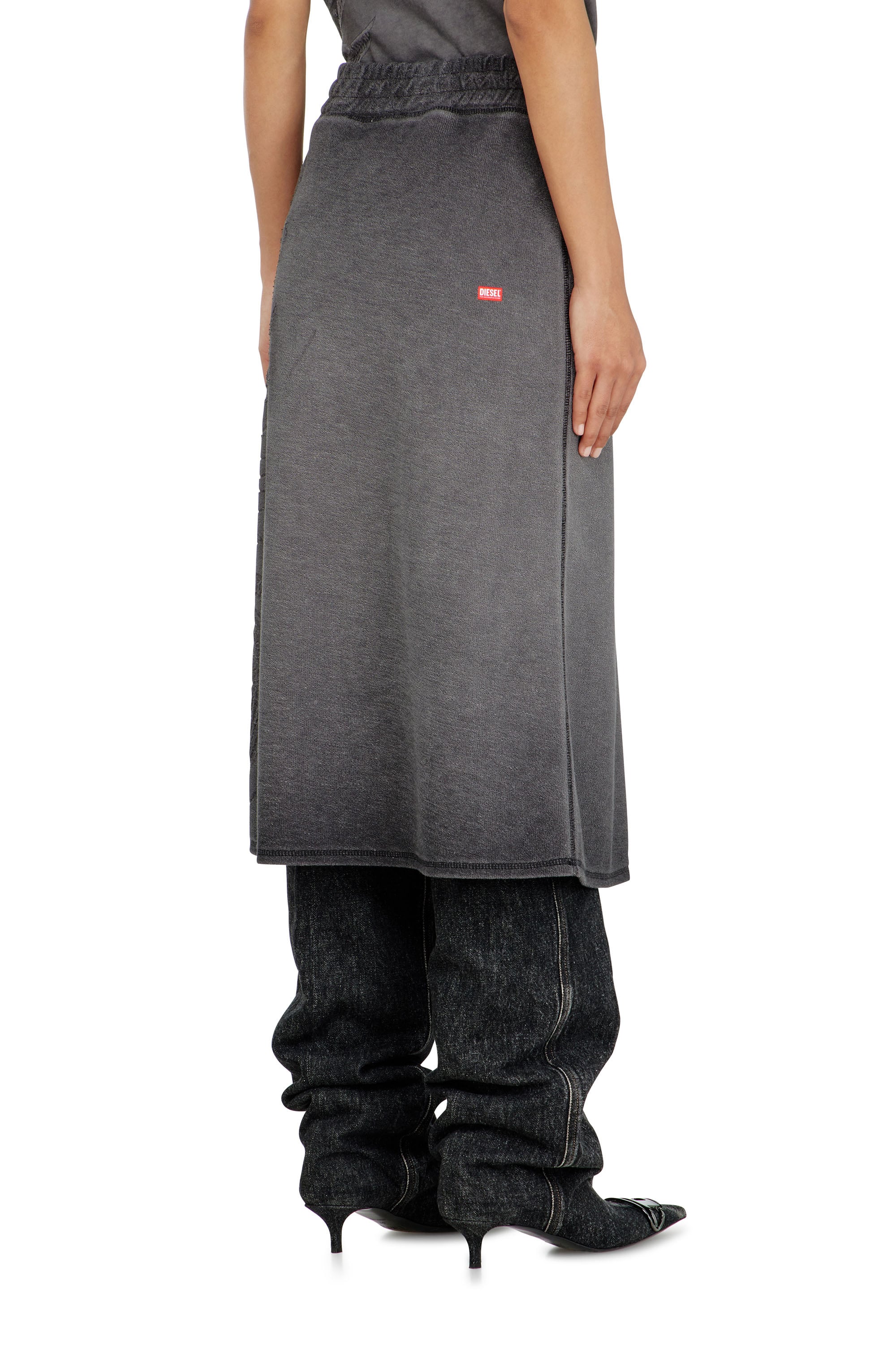 Diesel - O-BEAUTY, Falda midi de felpa con estampado devor&eacute; Mujer in Gris - 3