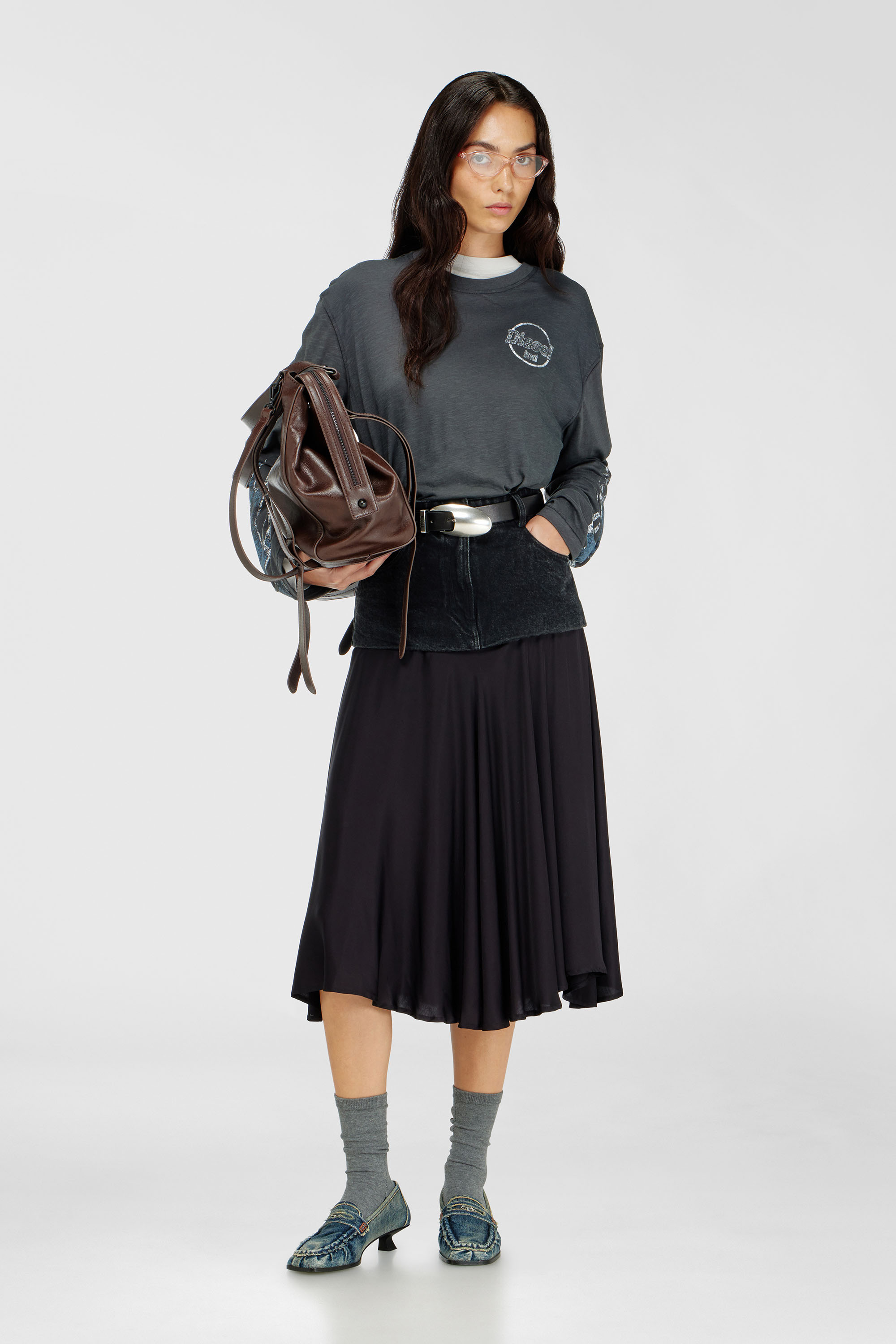 Long-sleeve T-shirt in slub jersey with crack print