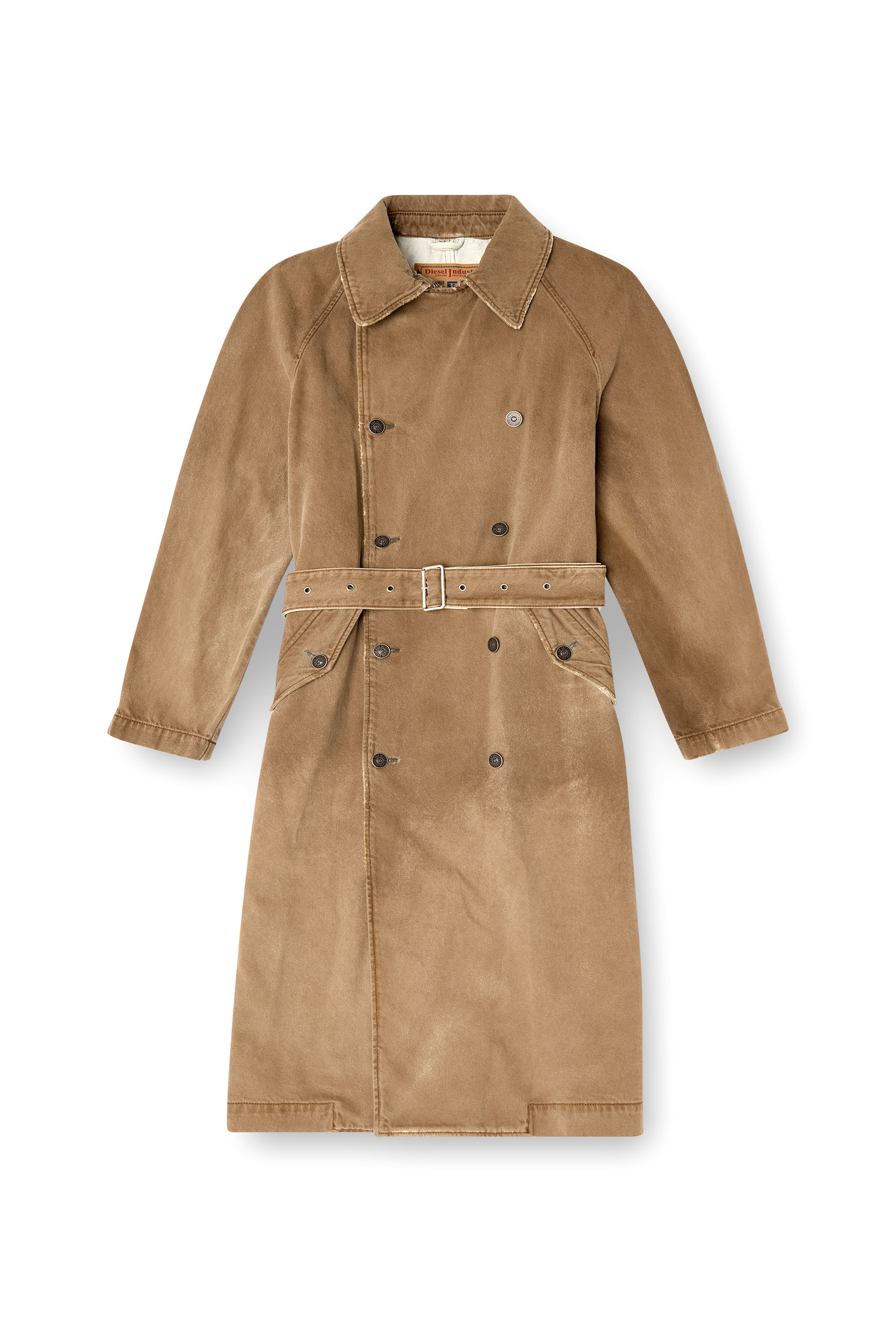 Women's Trench coat in overdirt denim | Brown | Diesel {{Country}}