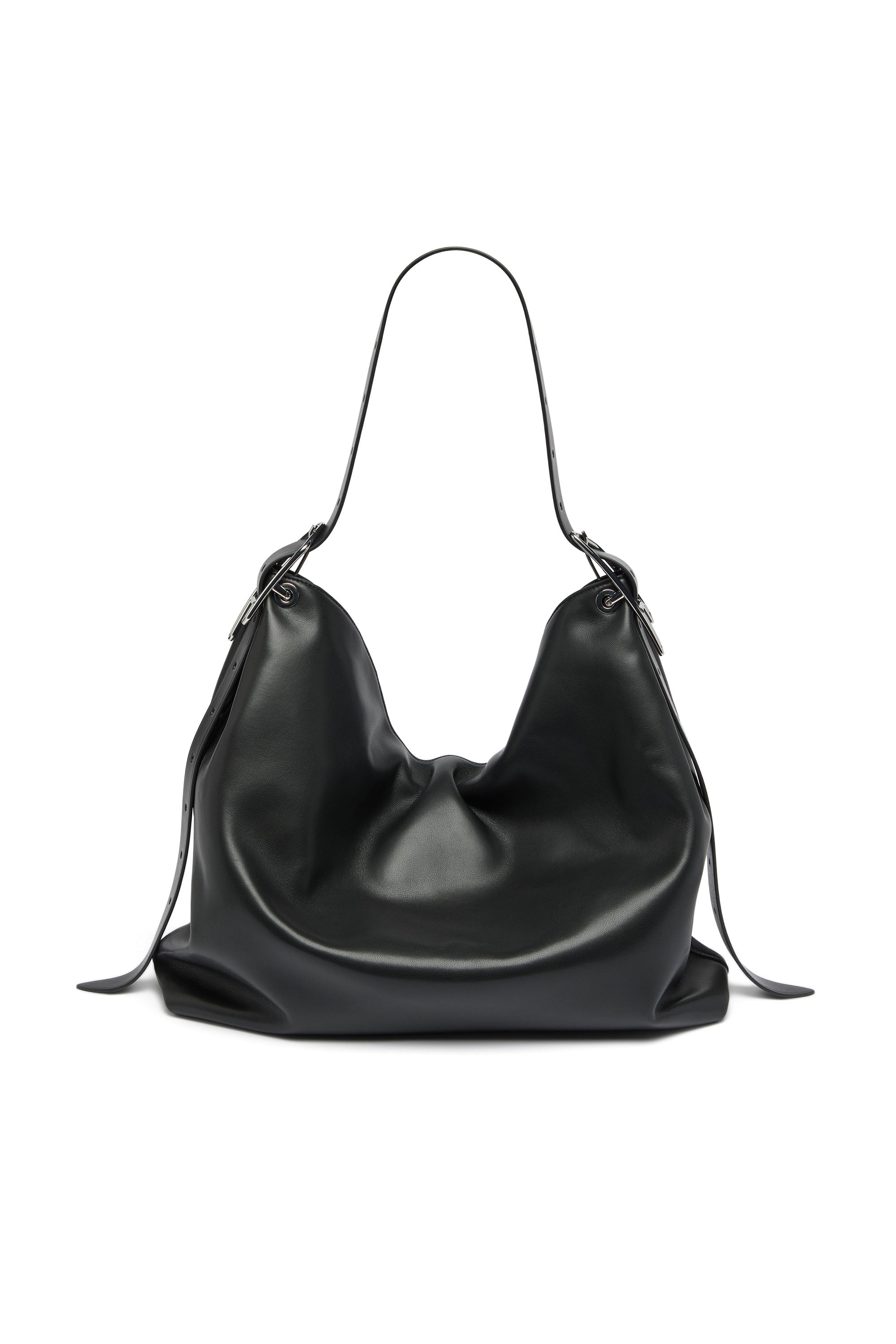 Diesel - D-LINE HOBO L, Woman's D-Line Slouchy Leather Shoulder Bag in Black - 3