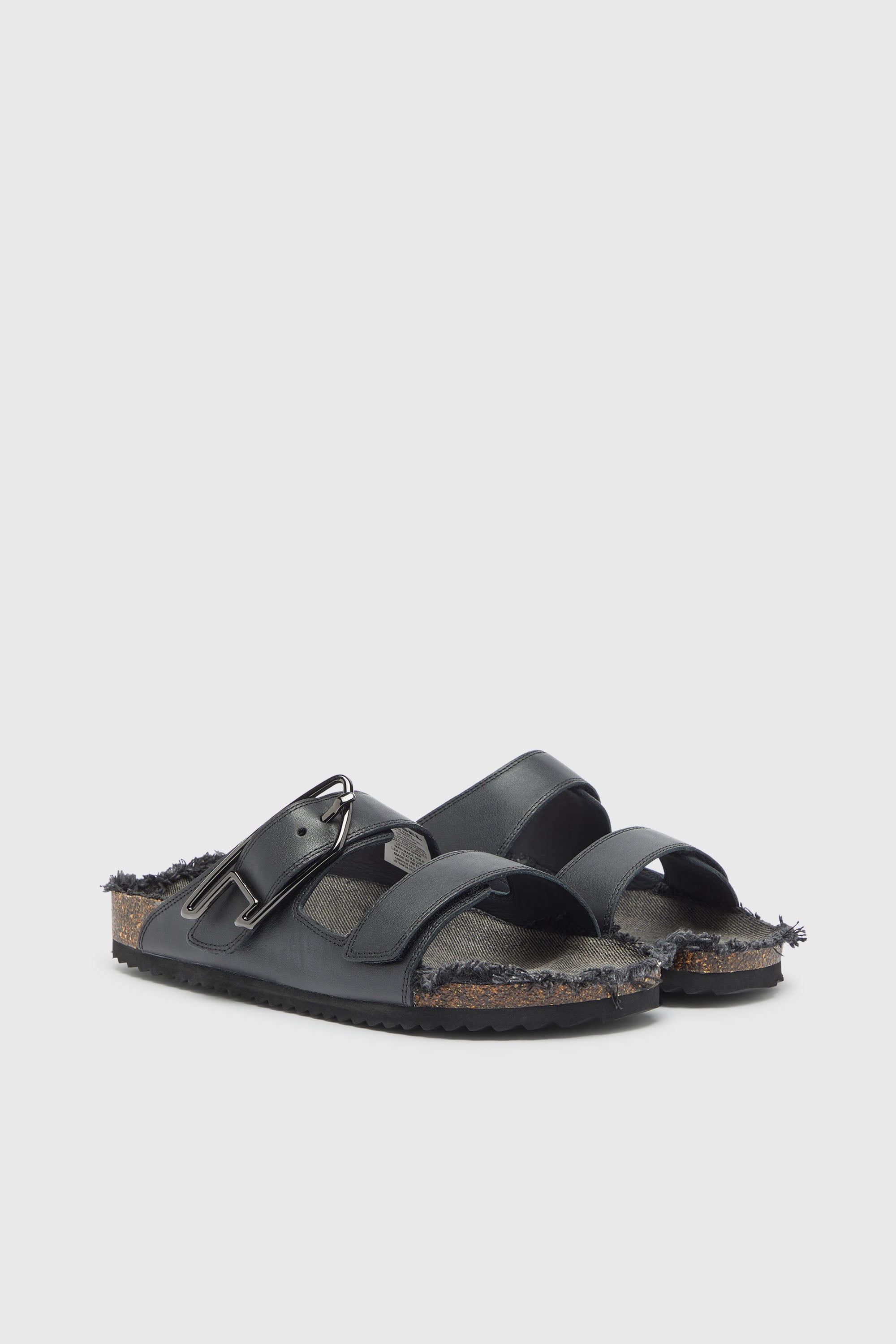 Diesel - D-WOODSTOCK D SANDAL, Man's D-Woodstock - Leather slide with cork footbed in Black - 2