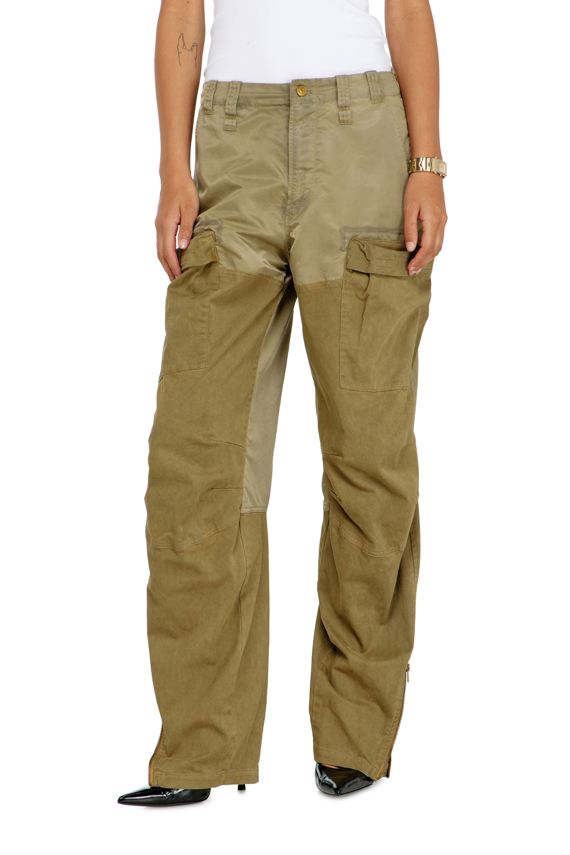 Diesel - P-ARKER, Pantalones cargo de algod&oacute;n y nailon Mujer in Verde - 1