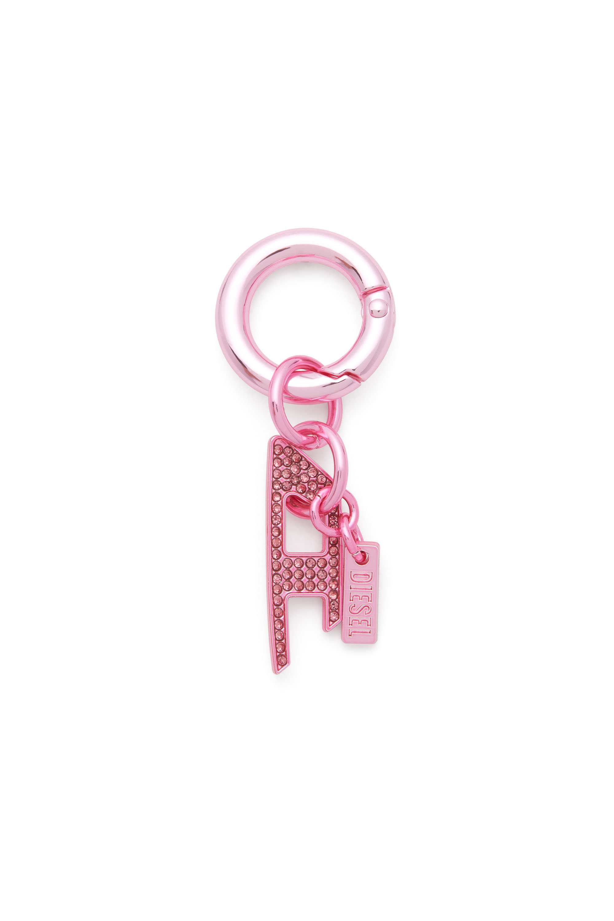 Diesel - CHARM-D, Unisex's Metal keyring with rhinestone D charm in Pink - 1