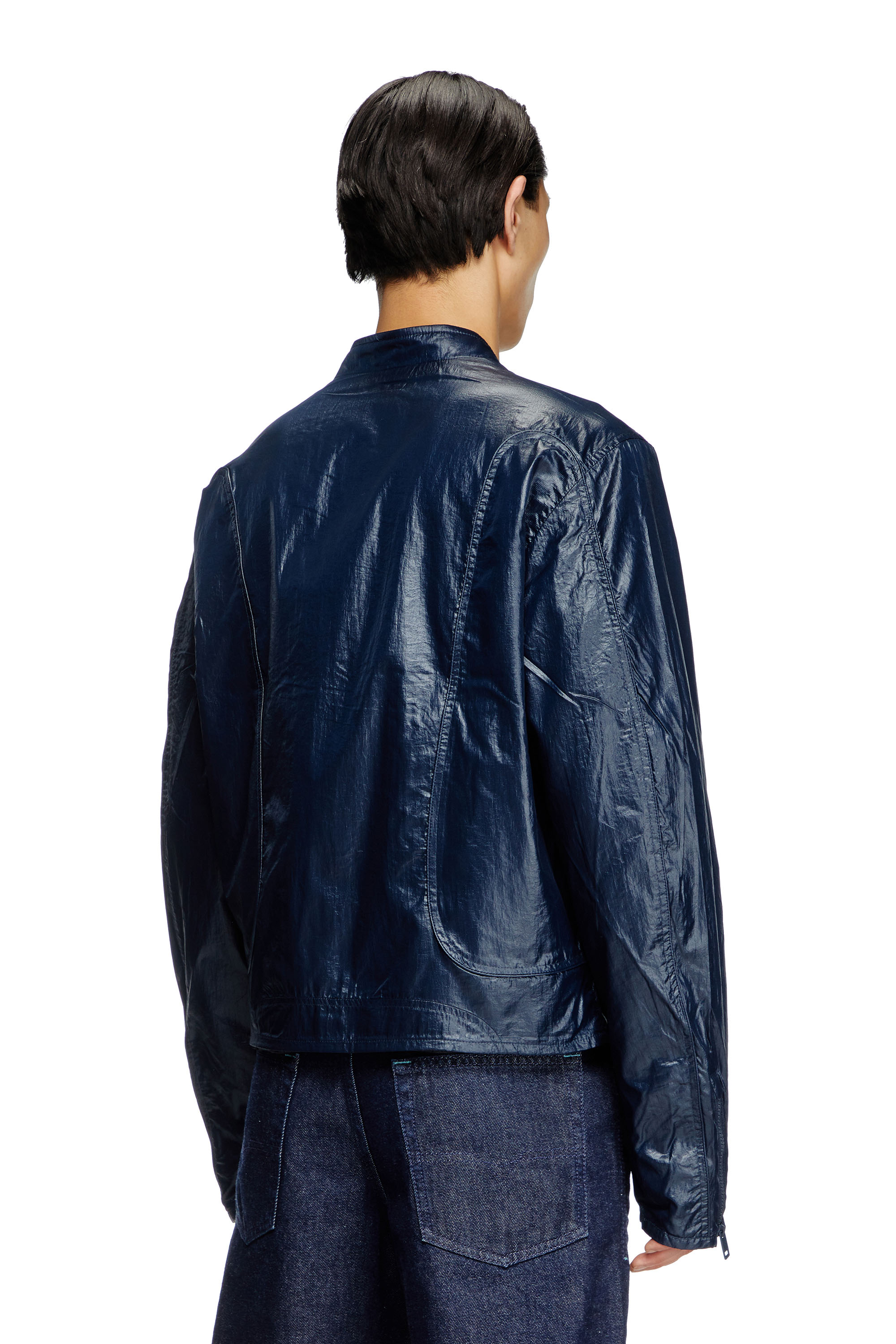 Diesel - J-CLAYS, Veste biker en ripstop brillant Homme in Bleu - 4