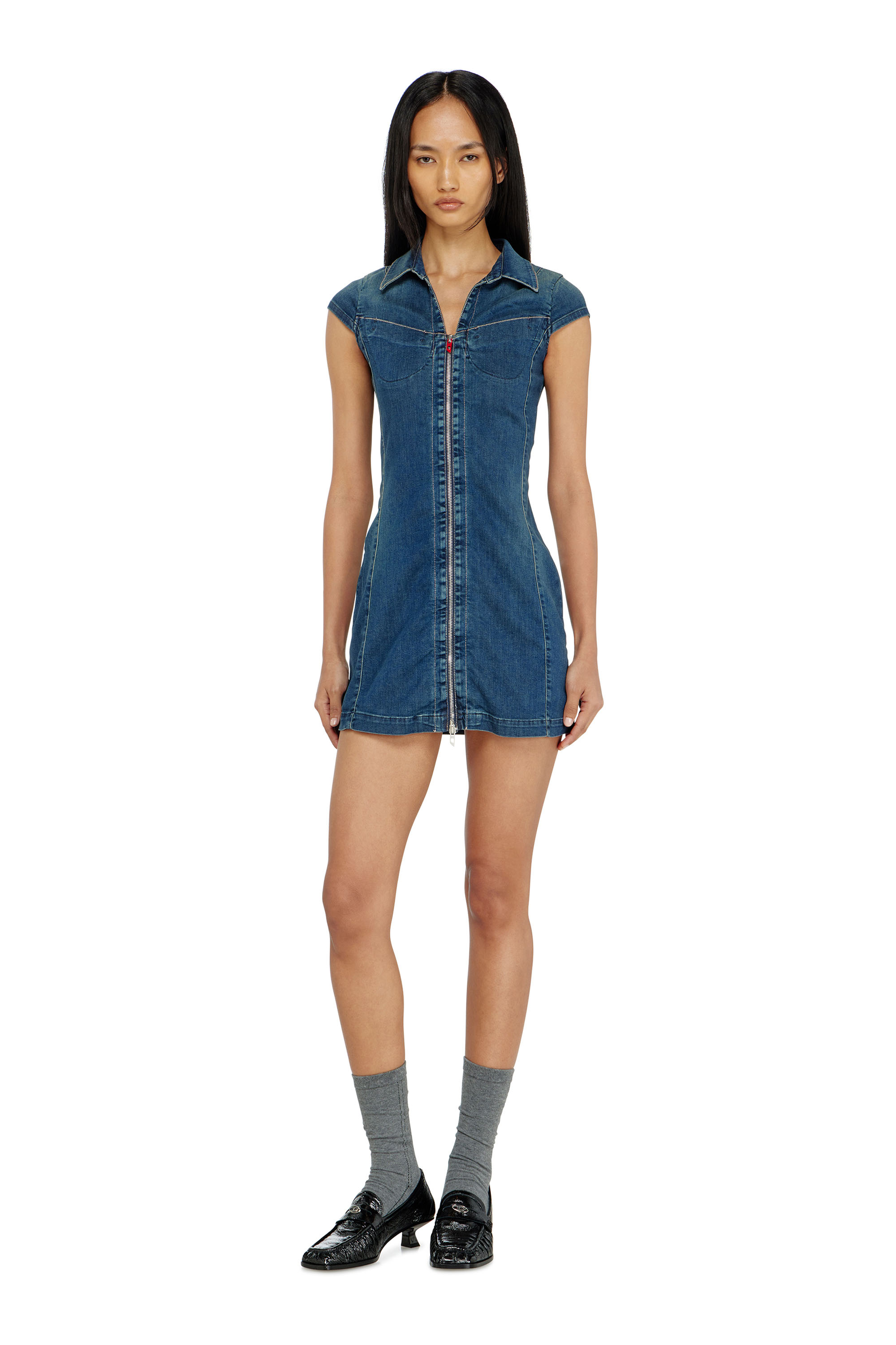 Diesel - DE-LORVYN-S, Woman's Denim shirt dress with full zip in null - 2