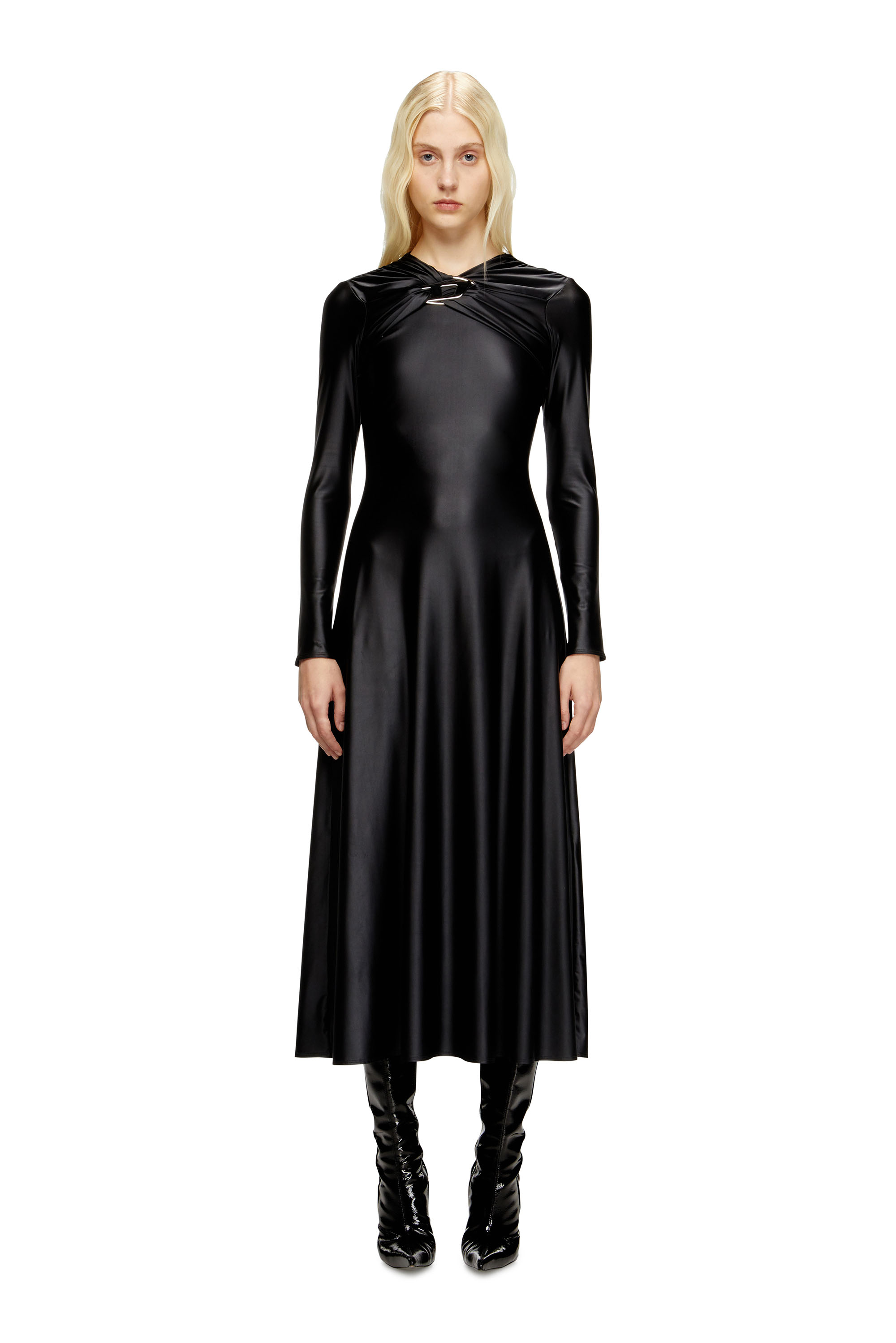 Diesel - D-IAMO, Woman's Draped nylon dress in Black - 2