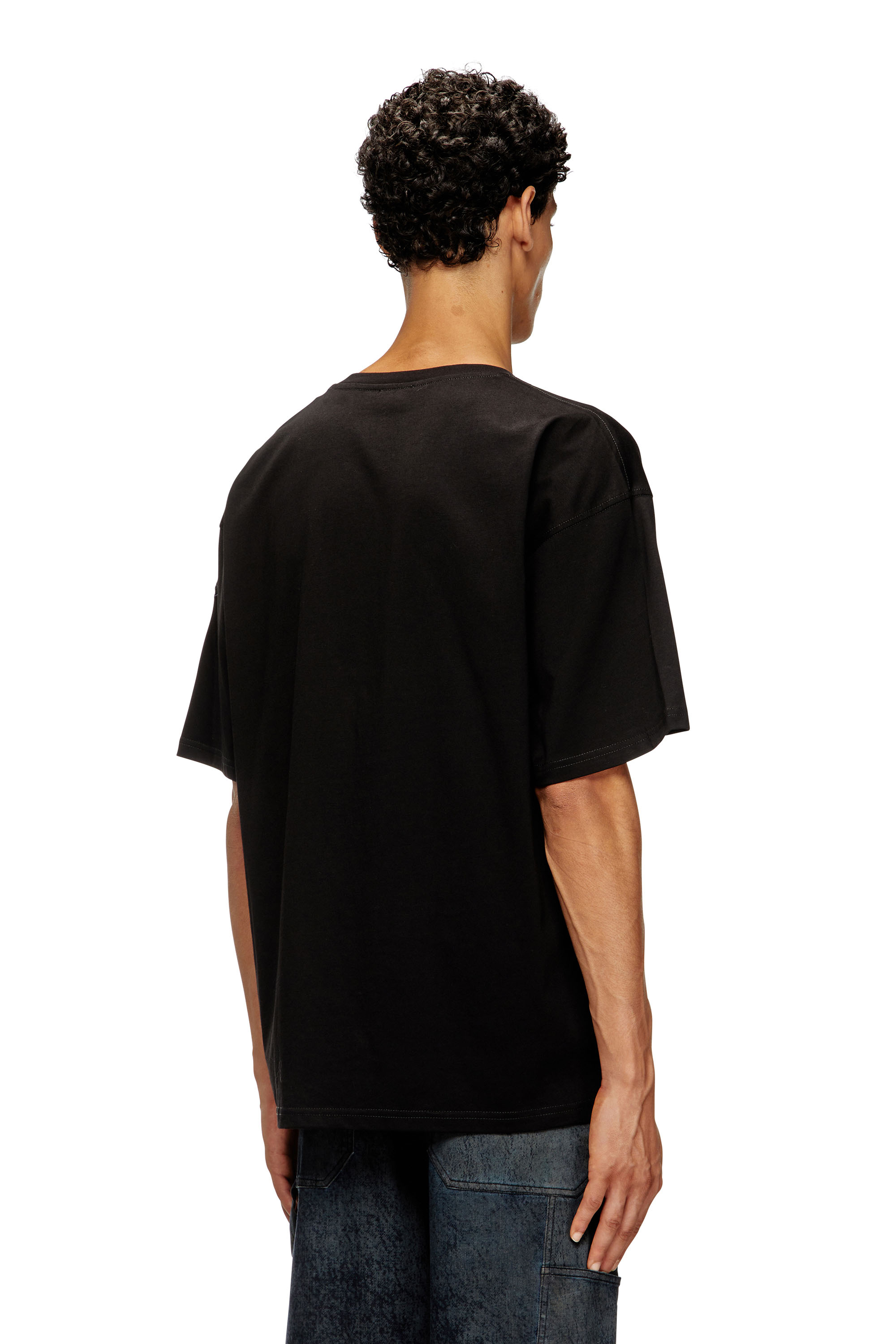 Diesel - T-BOXT-T21, Male's Cotton t-shirt with Shark mouth print in Black - 4