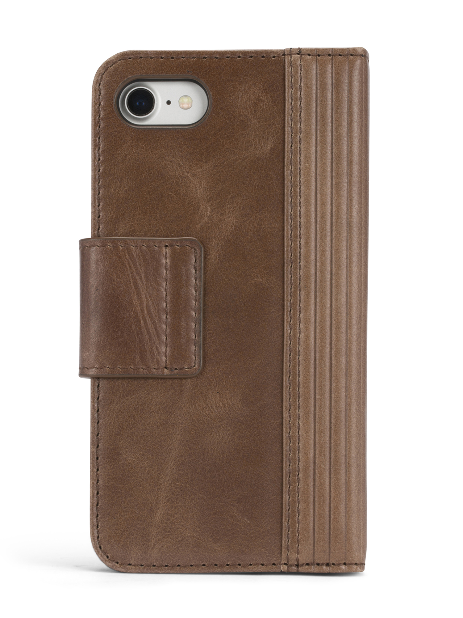 BROWN LINED LEATHER IPHONE 8/7 FOLIO, 