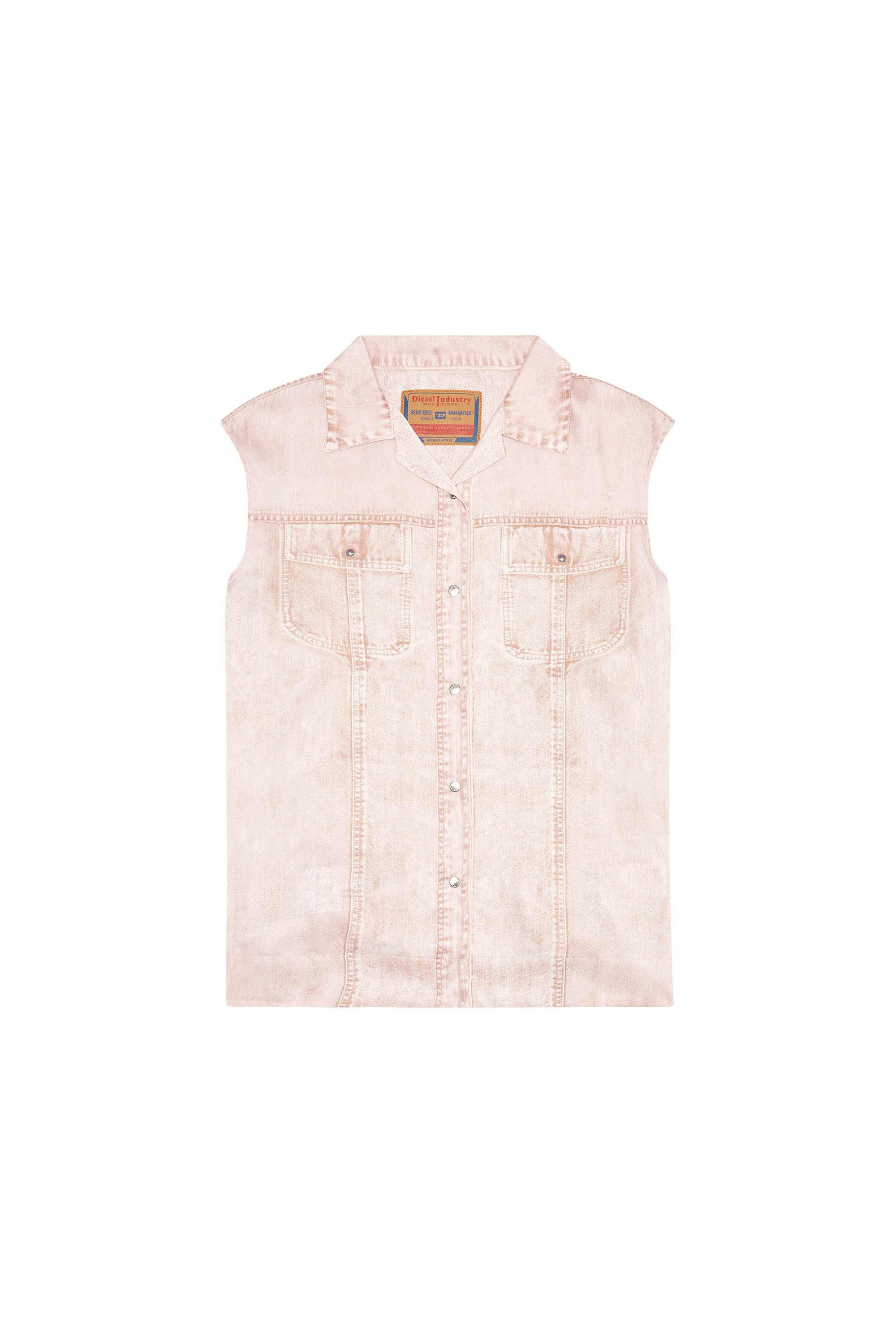 Diesel - C-MOHJA, Camisa sin mangas con estampado trampantojo Mujer in Rosa - 2