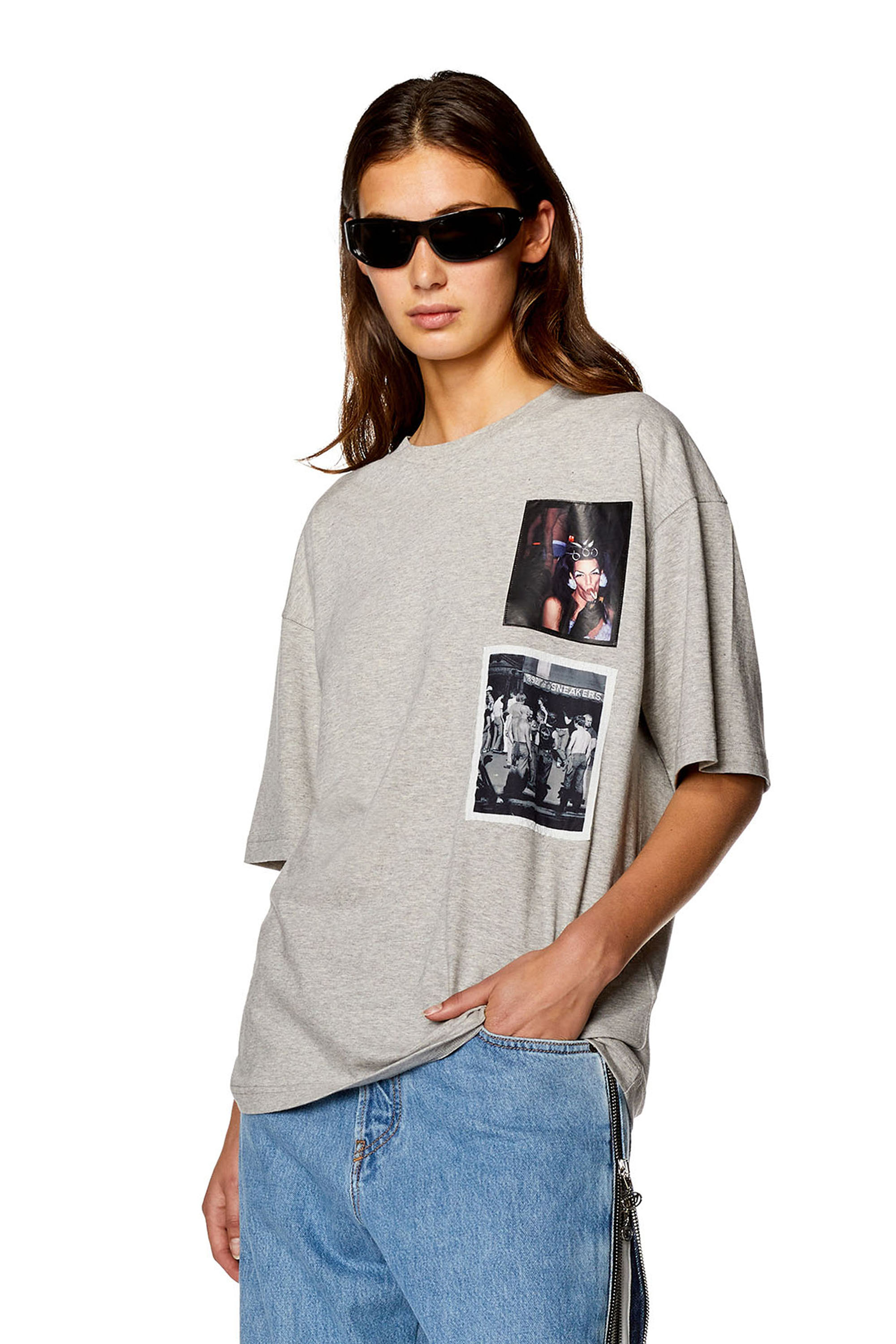 Diesel - PR-T-NLABEL-23, Unisex's Boxy T-shirt with multiple patches in Light Grey - 5