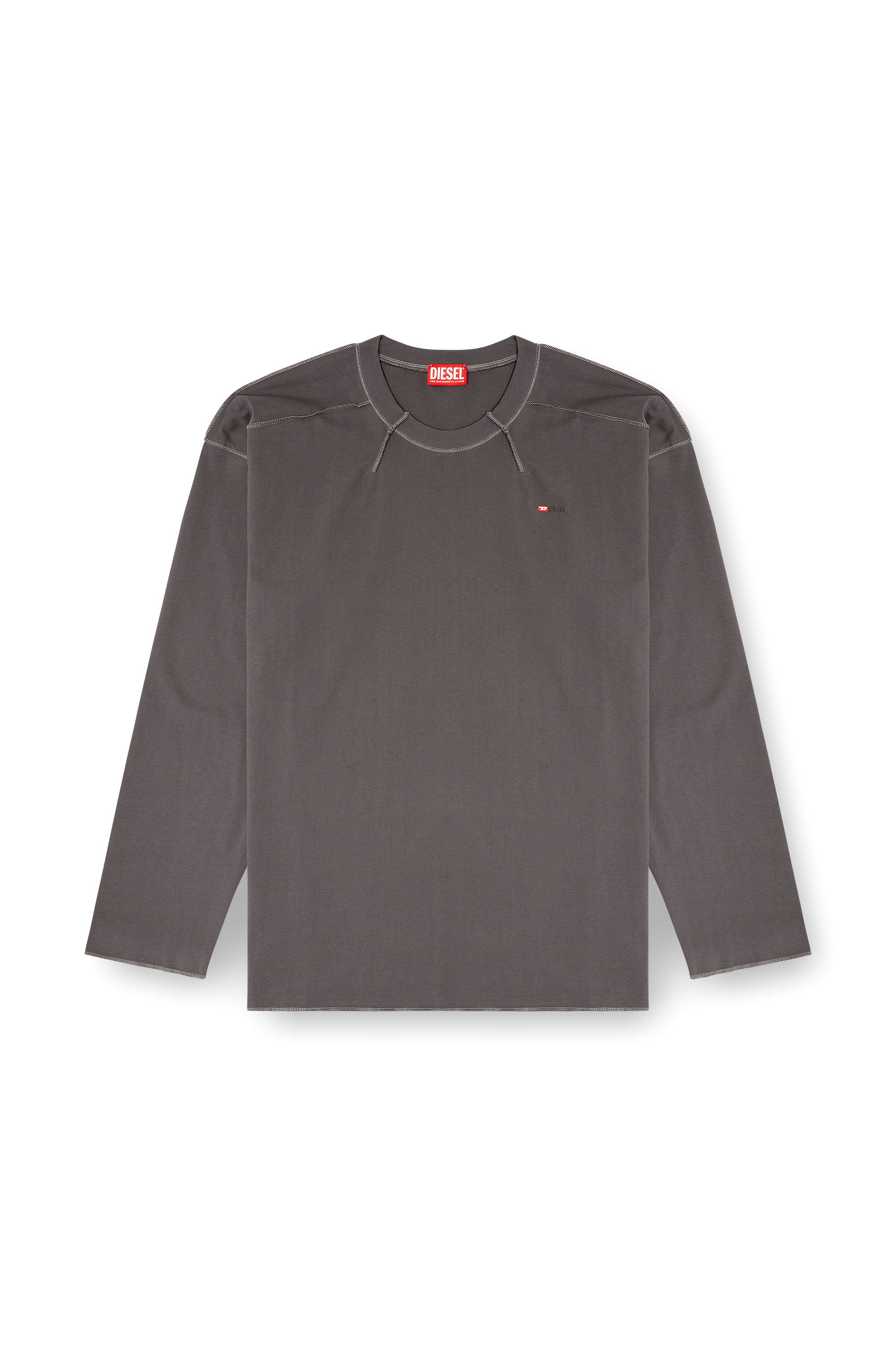 Diesel - T-CRAHOR-BOXT-LS-T1, Male's Cotton T-shirt in Grey - 3