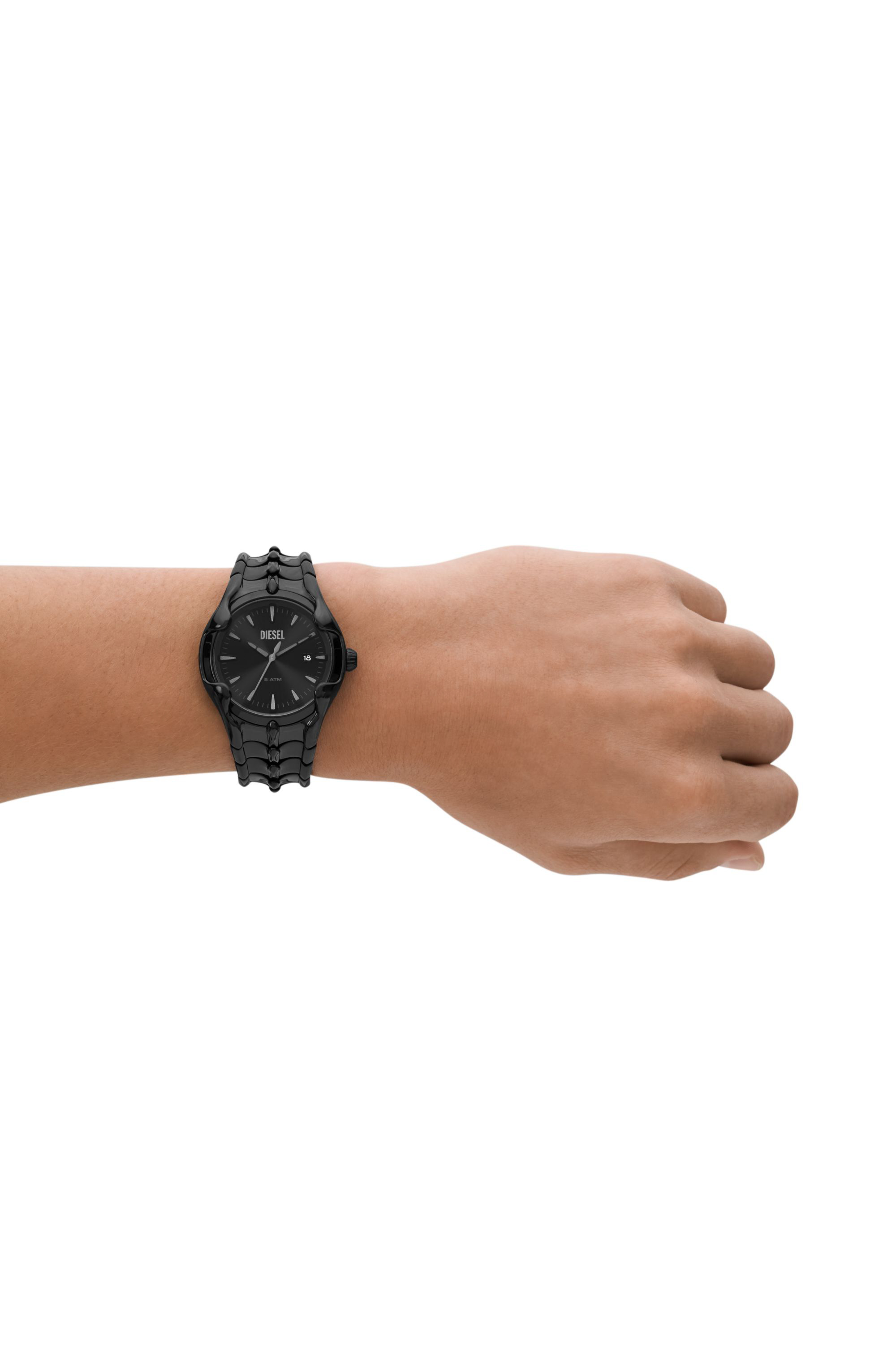 Diesel - DZ2187, Male's Vert Three-Hand Date Black Stainless Steel Watch in Black - 4