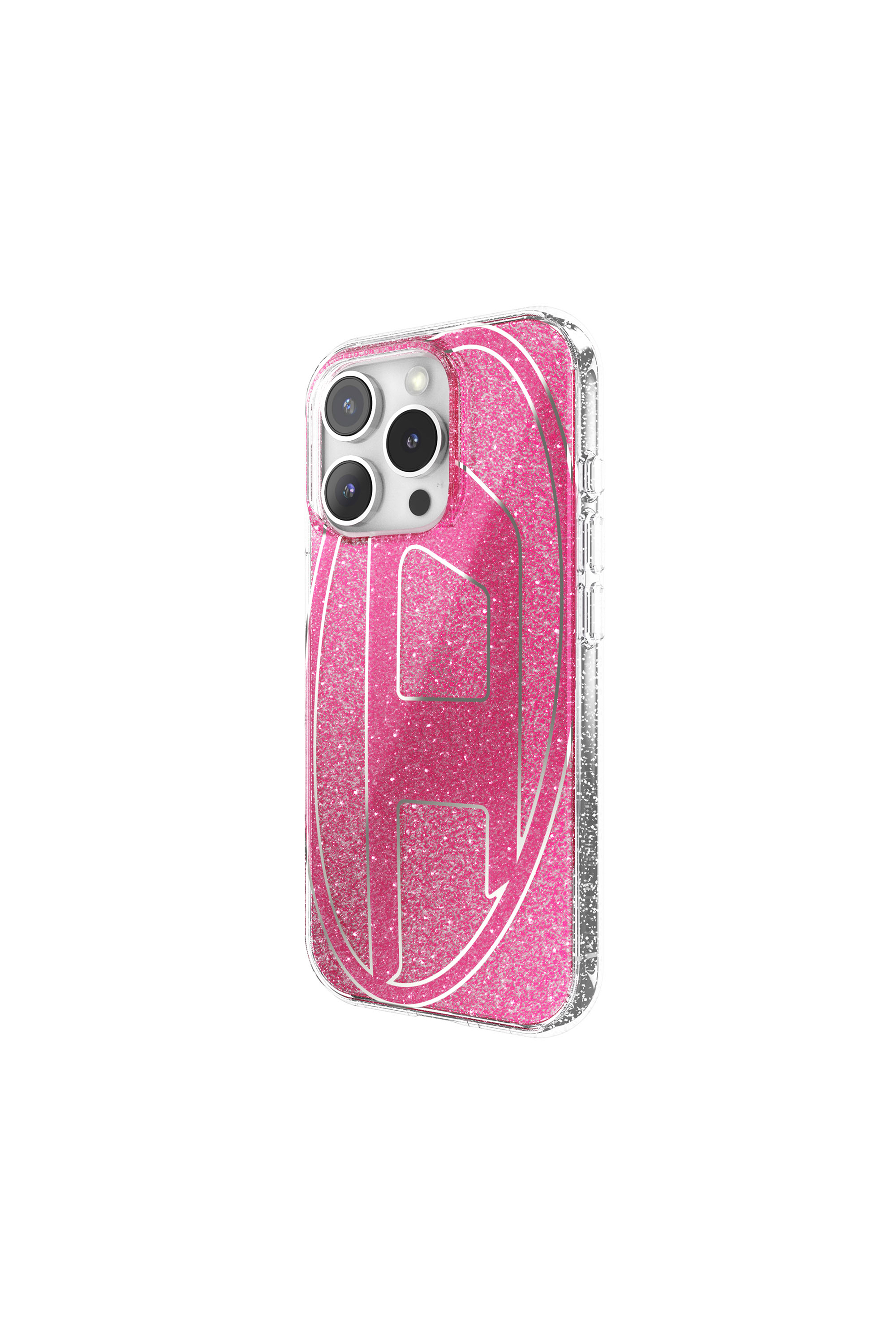 Women's Oval D Glitter Case for iP 16 Pro | Pink | Diesel