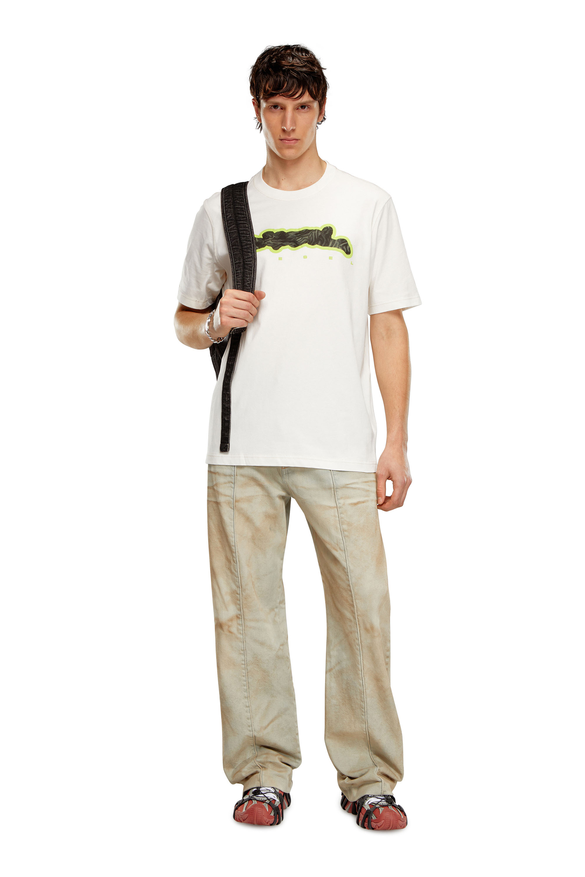 Men's T-shirt with zebra-camo motif | White | Diesel