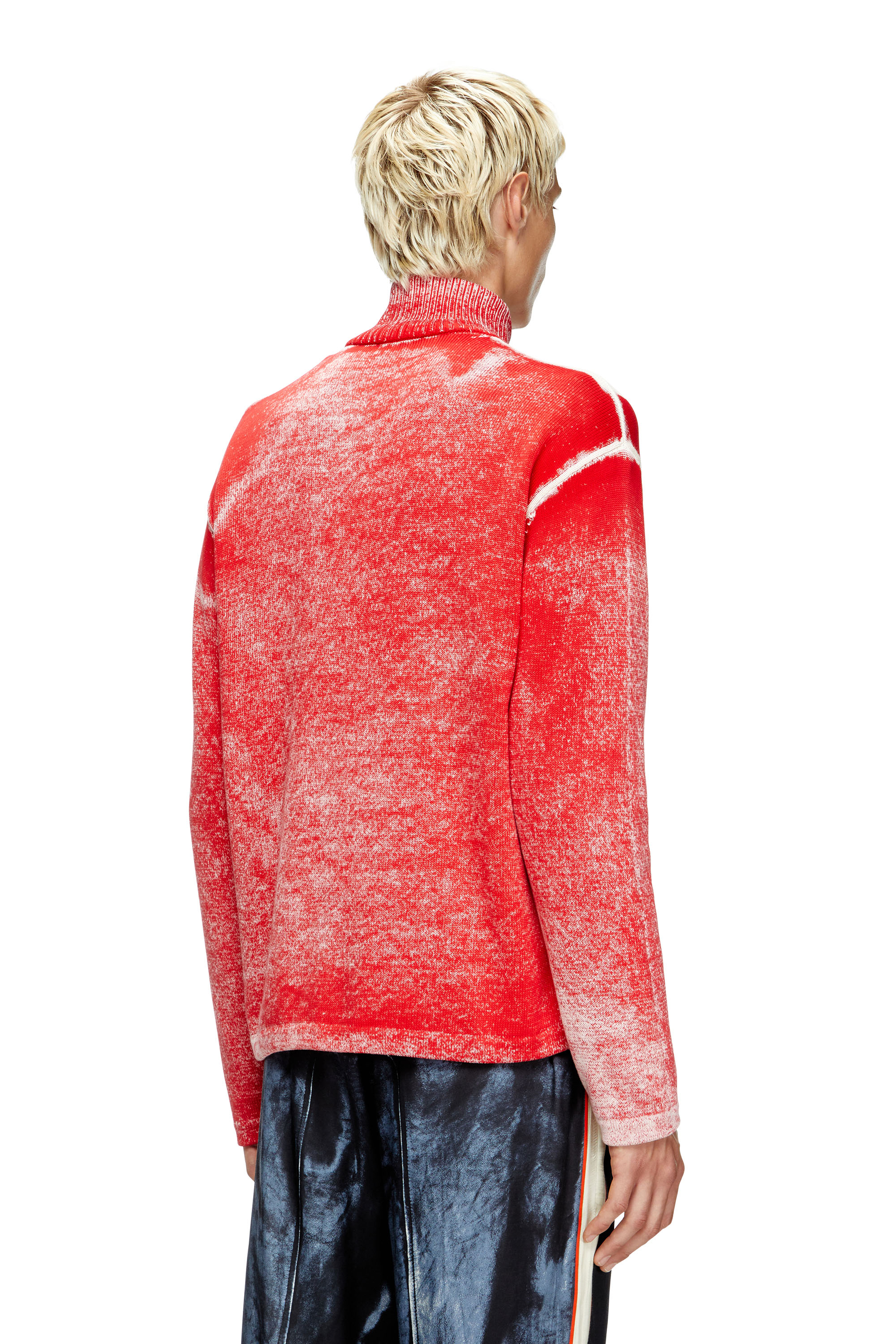 Diesel - K-OLIBA-JKT, Male's Inside-print striped zipped cardigan in Red/White - 3