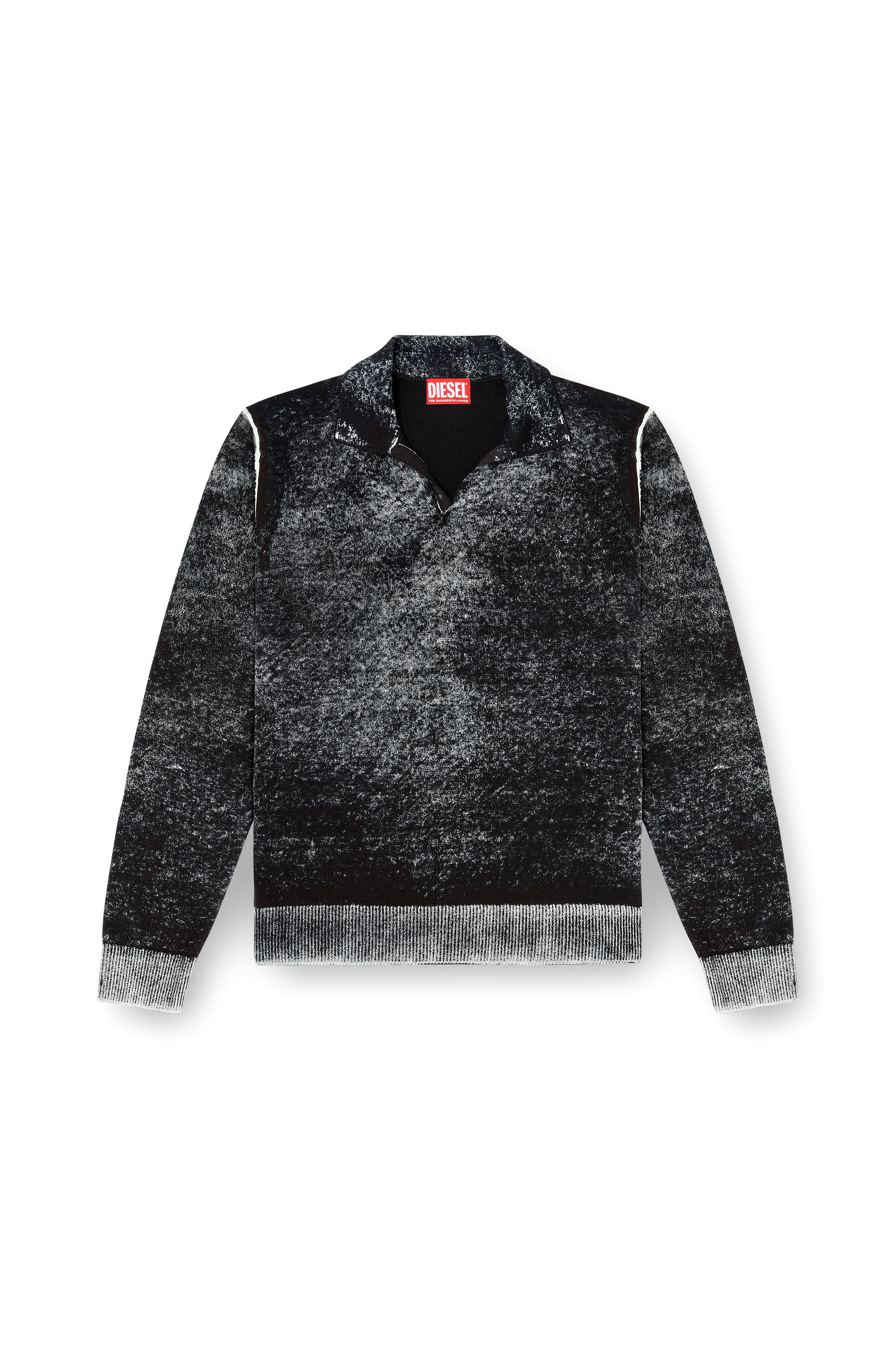 Diesel - K-LAWRENCE, Man's Polo jumper with faded reverse print in Grey/Black - 2