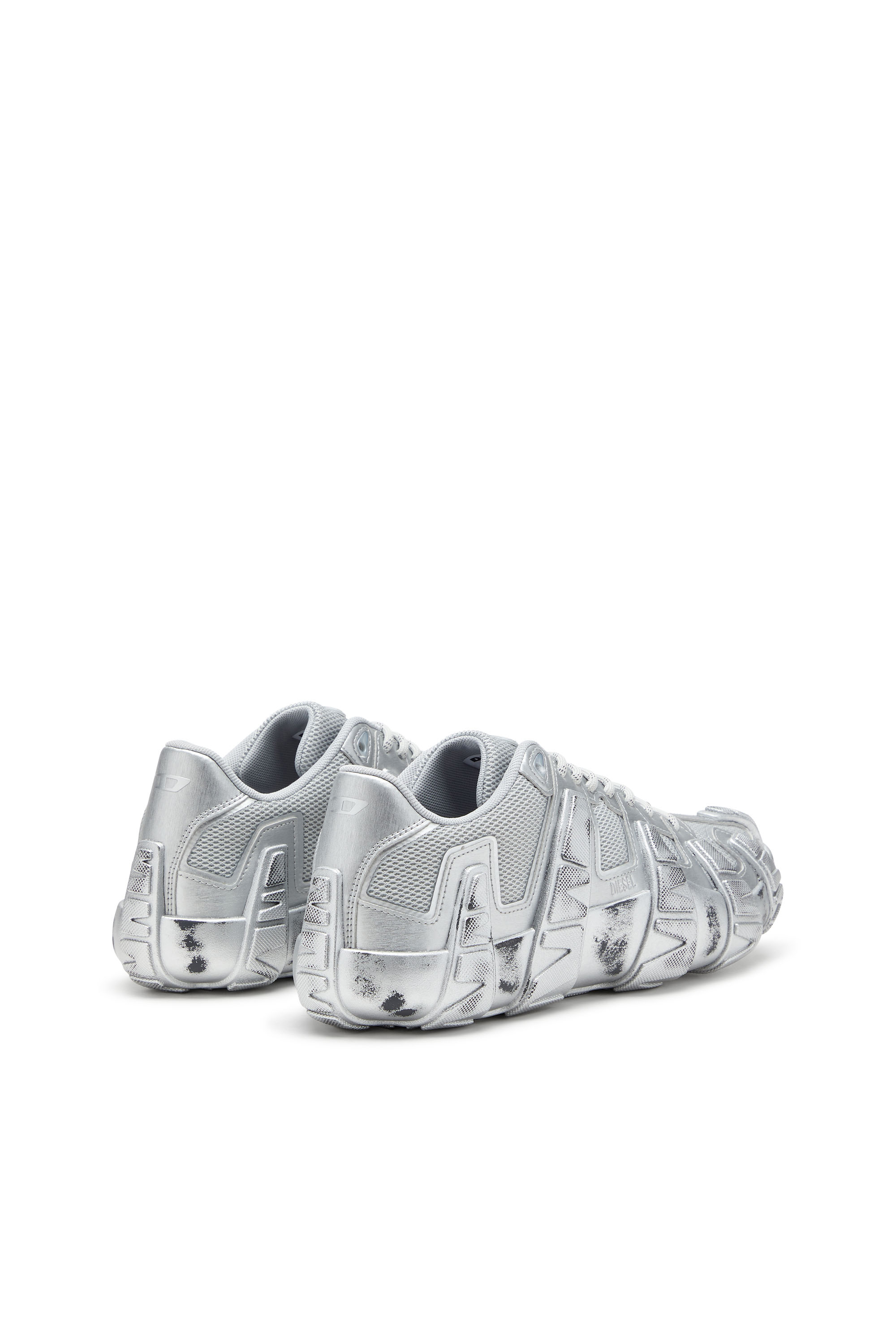 Diesel - S-D-GRIFFE LOW, Male's S-D-Griffe-Metallic sneakers in mesh and PU in Silver - 3