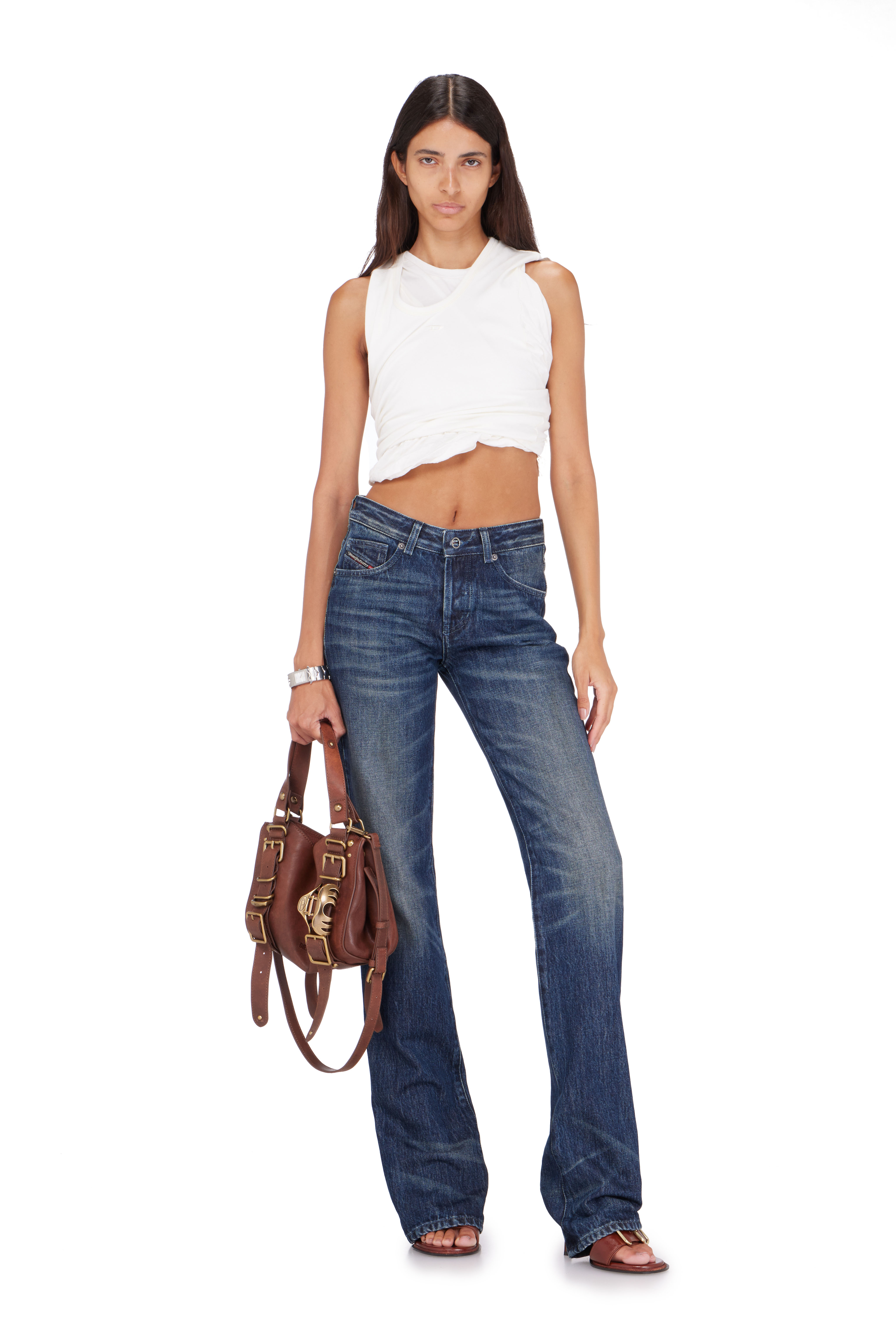 Diesel - D-ONE TOPHANDLE S, Female's D-One-Small top-handle bag in treated leather in Brown - 1