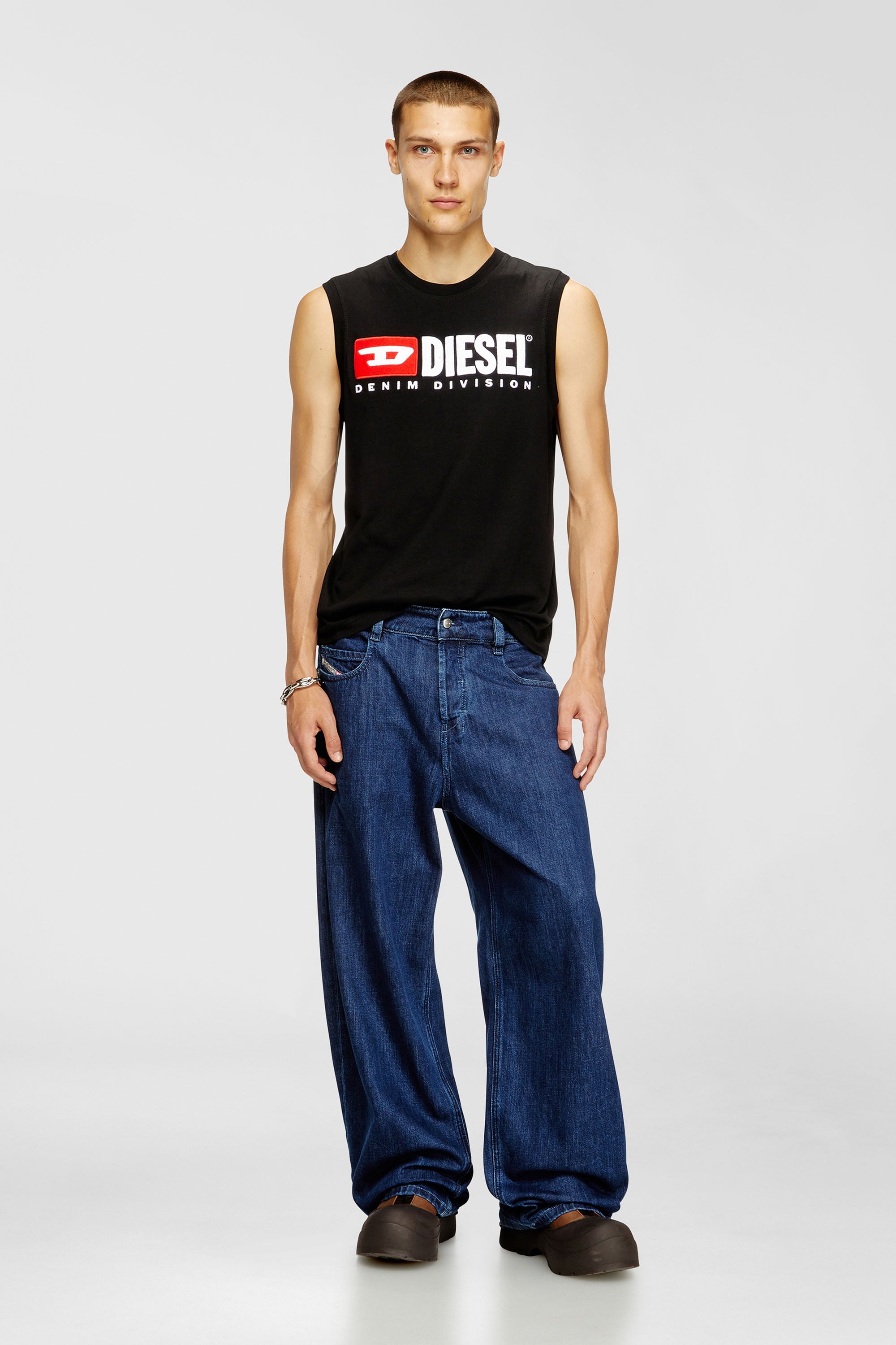 Diesel - T-ISCO-DIV, Man's Tank top with chest logo print in Black - 2