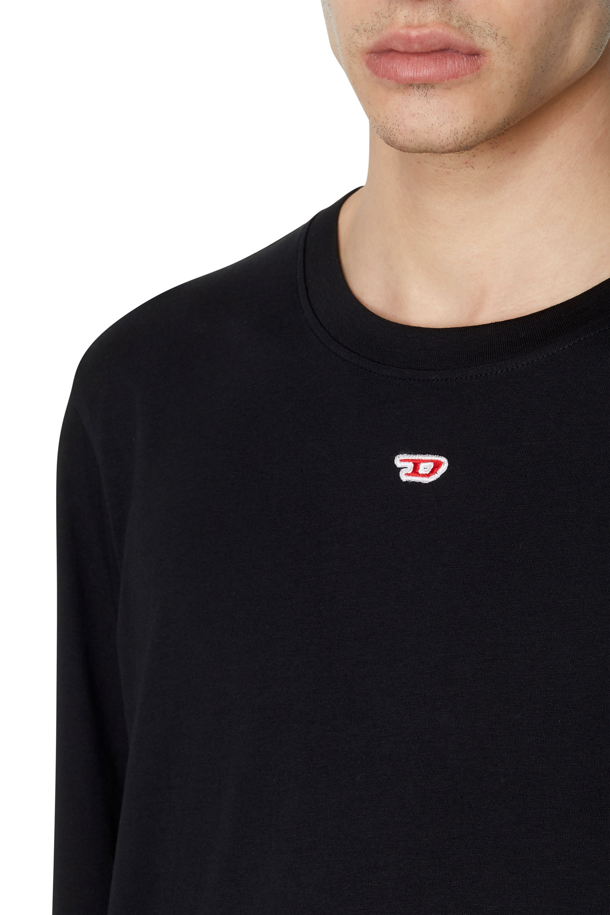 Men's Long-sleeve T-shirt with D patch | Black | Diesel