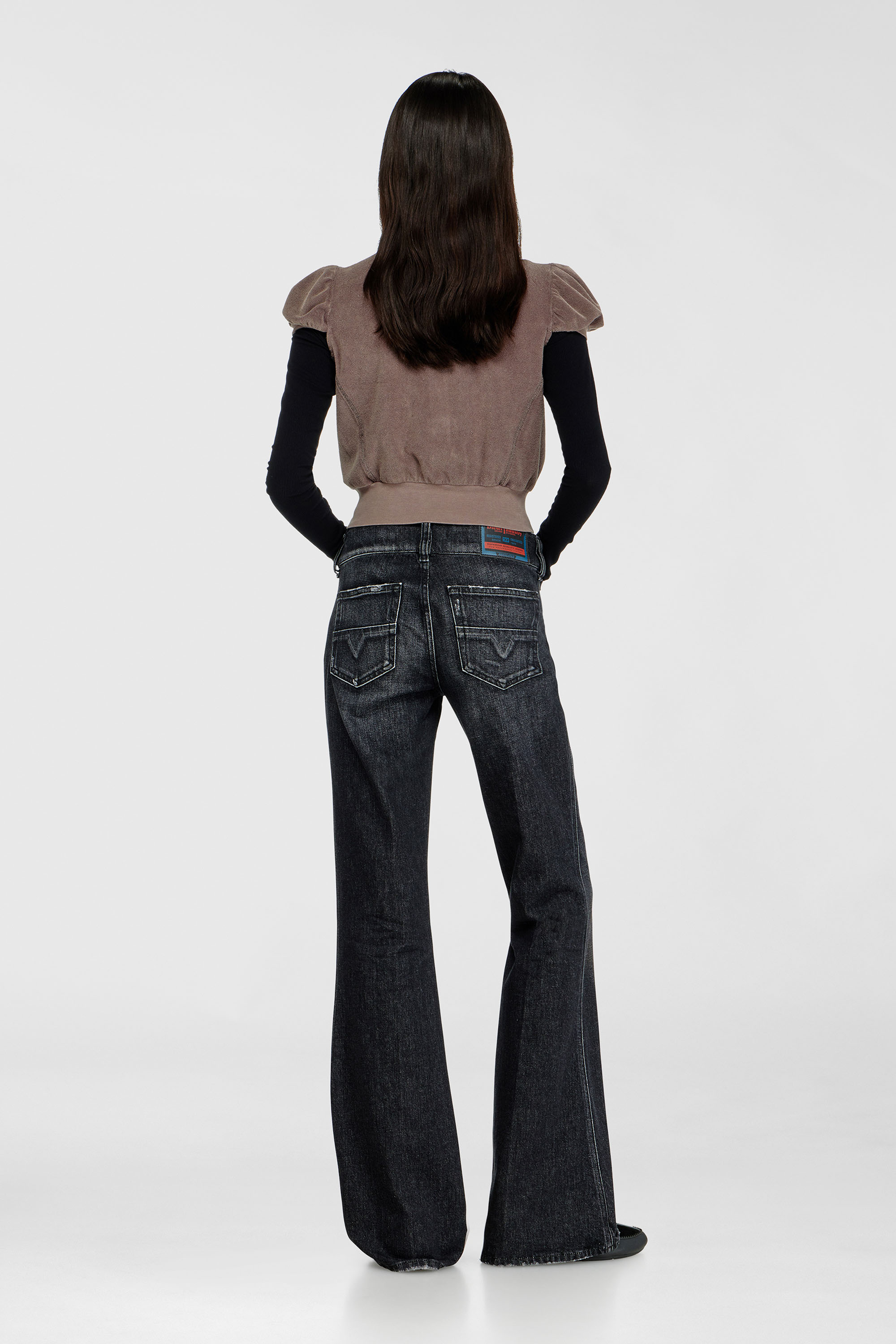 パンツ detachable hem design bootcut jeans Women's Bootcut Jeans | Low Waist D-Hush | Black/Dark Grey | Diesel CA