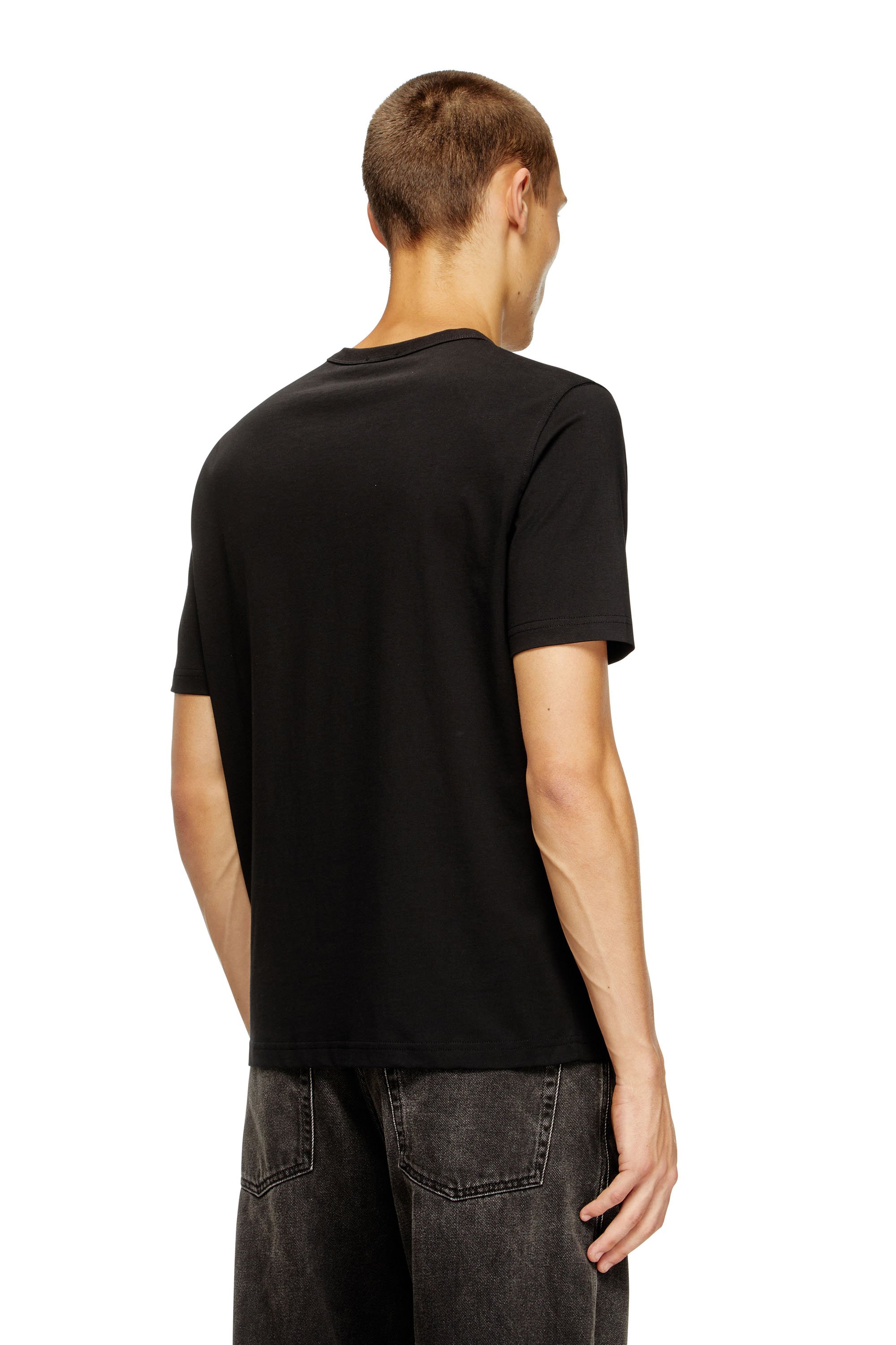 Diesel - T-ADJUST-MICRODIV, Unisex's T-shirt with micro-embroidered logo in Black - 4