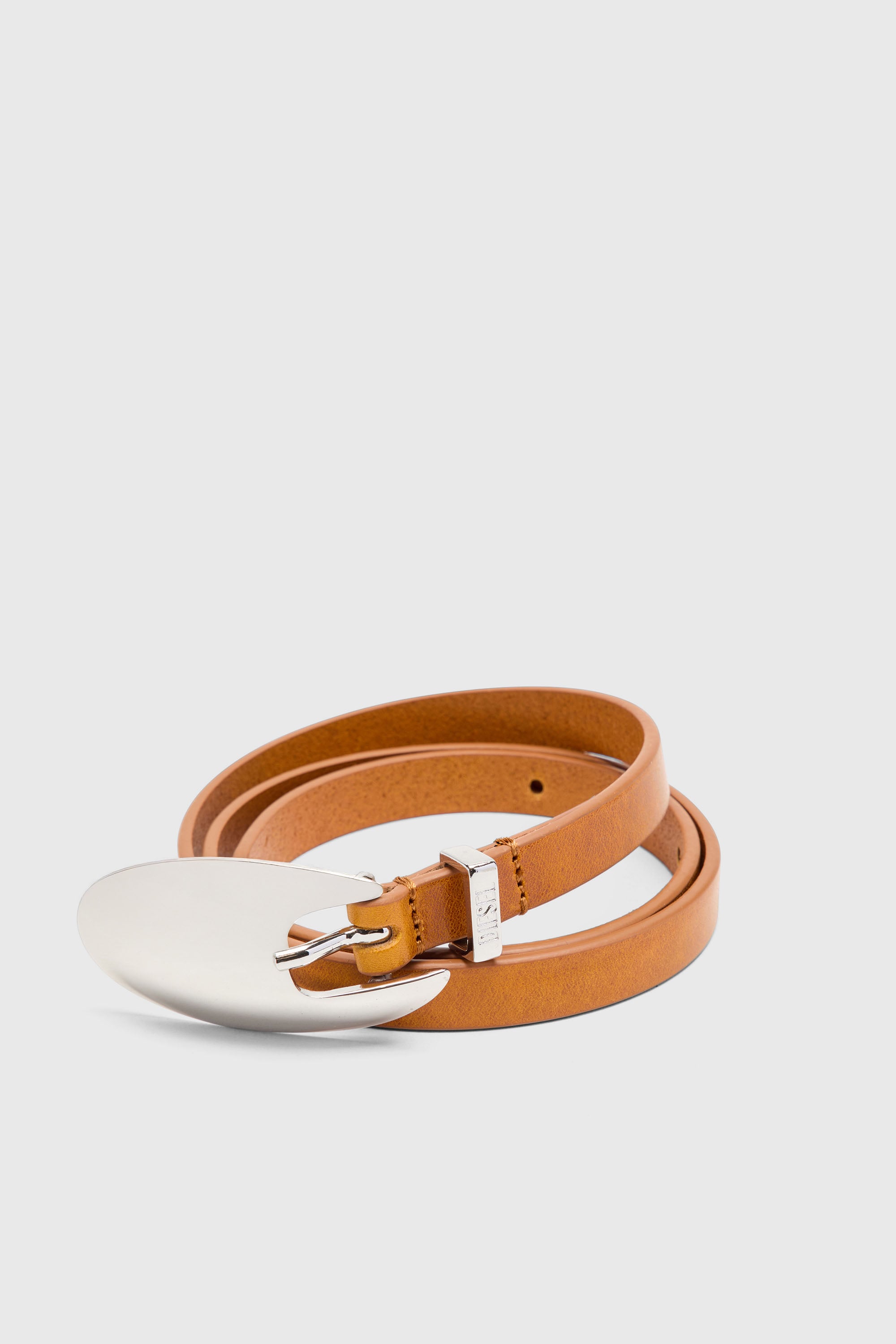 Diesel - B-ROP 15, Cintur&oacute;n 1.5 cm fino de cuero con hebilla escult&oacute;rica Mujer in Marr&oacute;n - 2