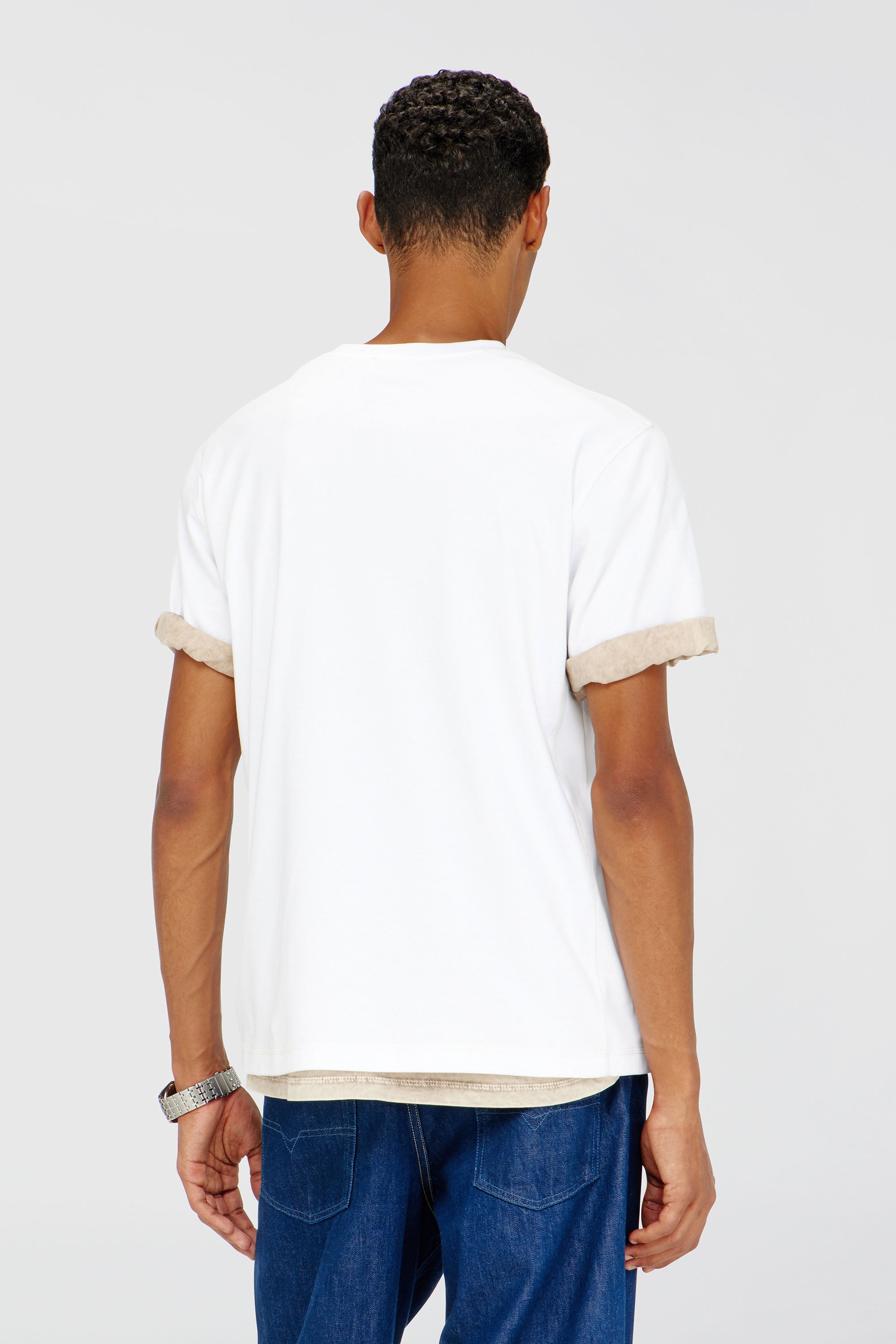 Diesel - T-MADJUST-TR, Male's Regular T-shirt with crew neck and Oval D in White - 4