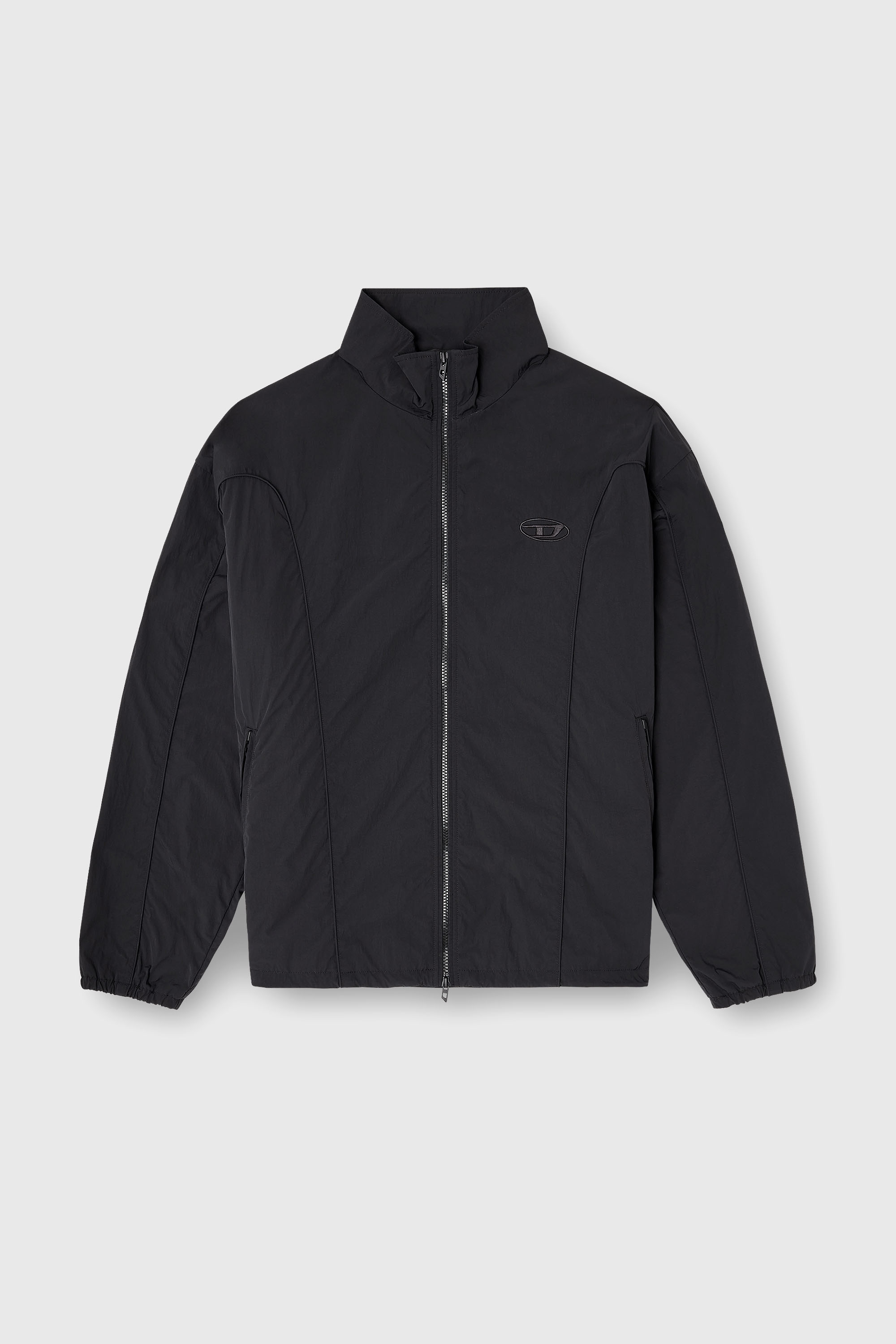 Diesel - J-FIVE-WRD-AKAD, Chaqueta de nailon arrugado con ribetes Hombre in Negro - 2