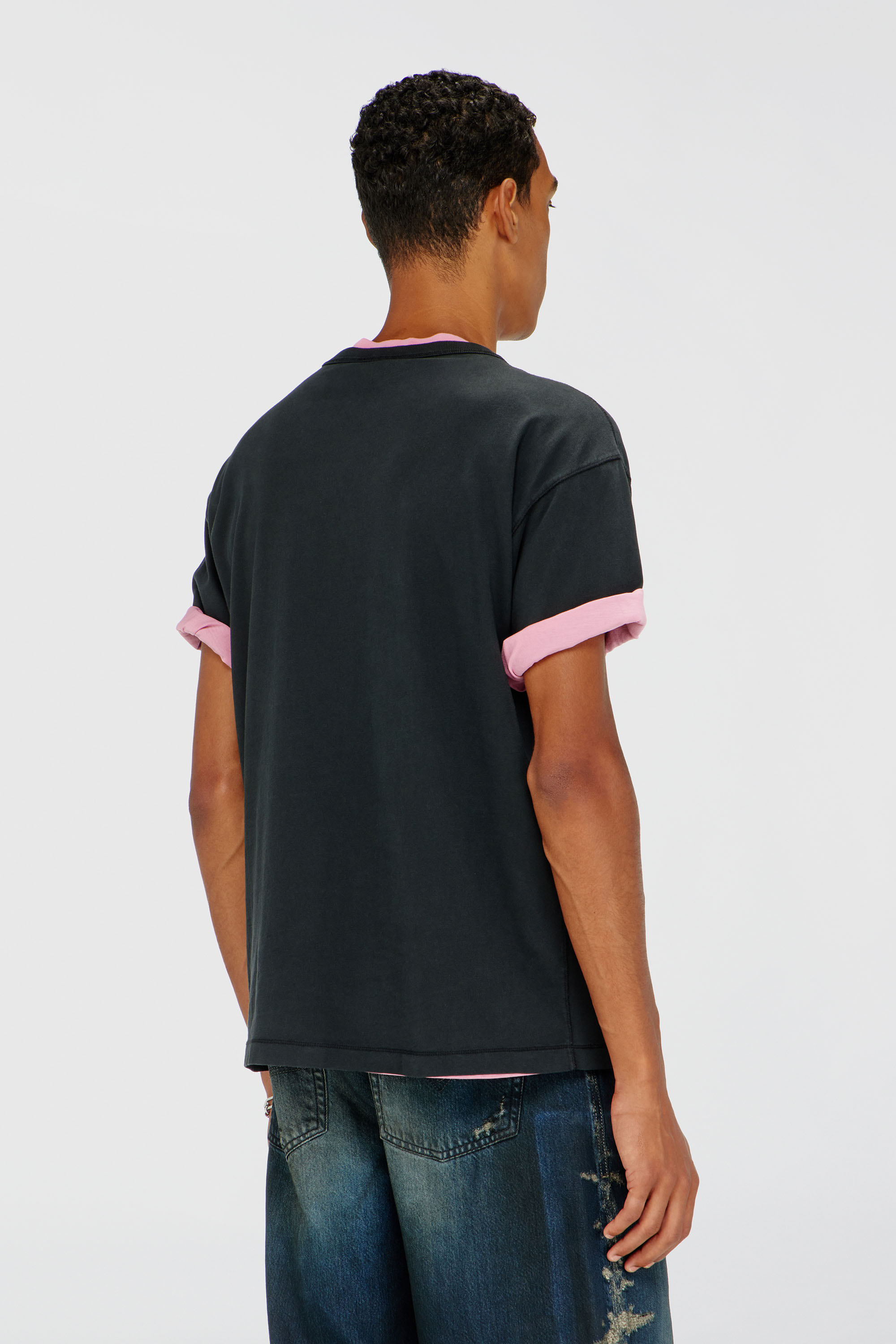 Men's Light cotton T-shirt with metallic Oval D logo | Black