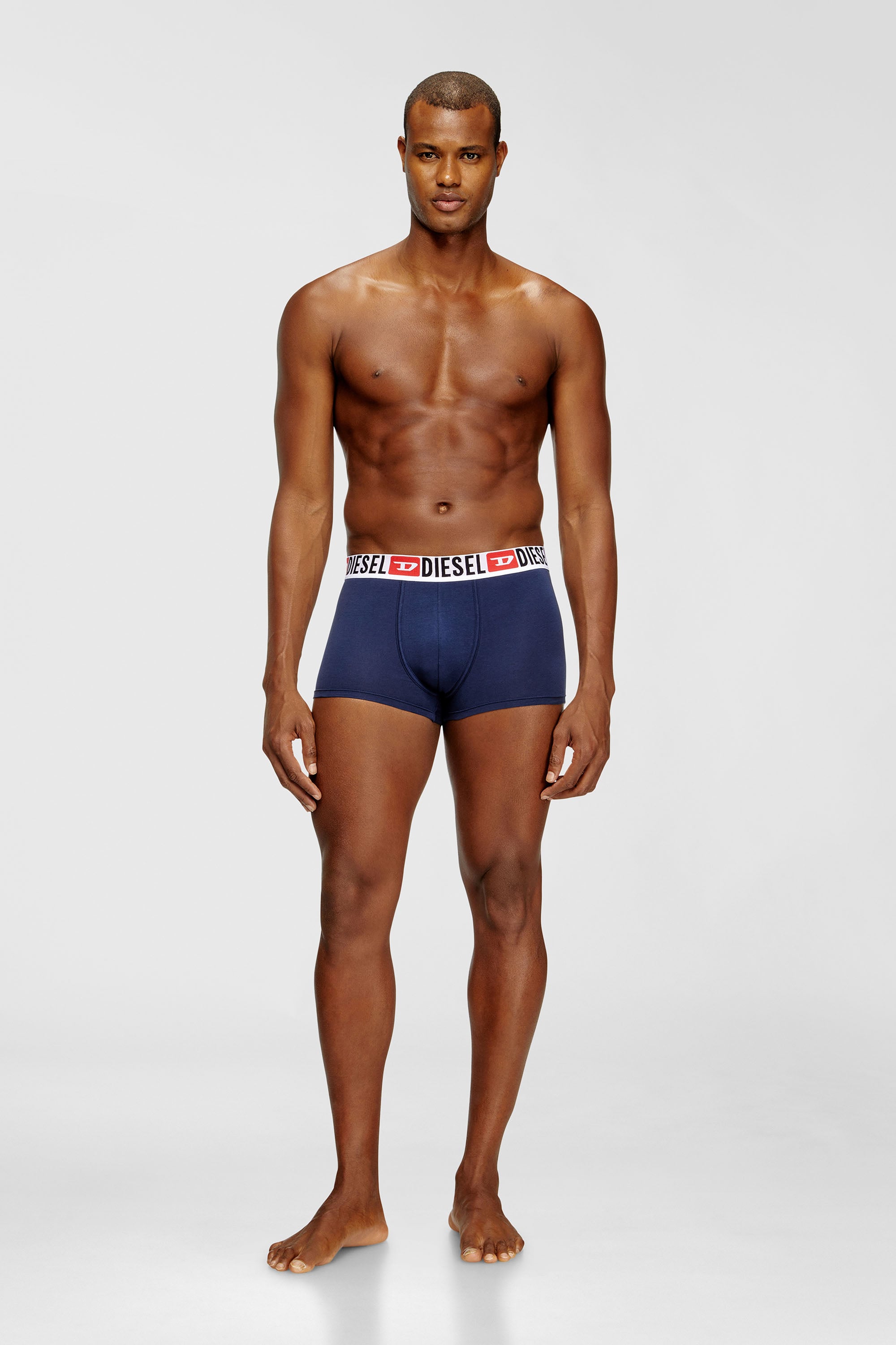 Diesel - UMBX-DAMIENTHREEPACK, Male's Three-pack of all-over logo waist boxers in Blue - 2