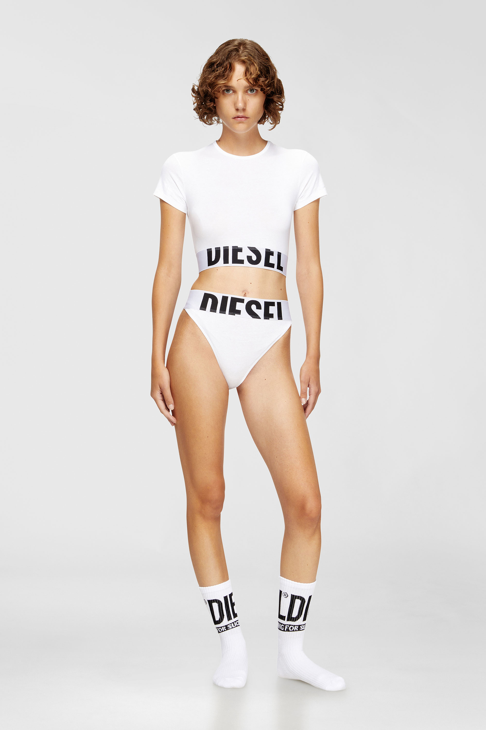 Women's Sporty cropped top with logo band | White | Diesel {{Country}}