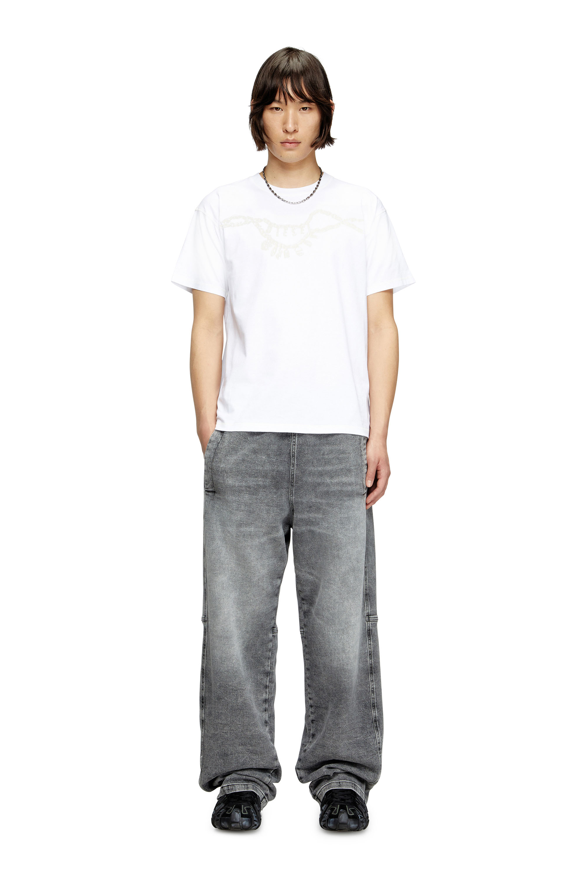 Diesel - T-NORM-HOSHI, Unisex's T-shirt with charm necklace print in White - 3