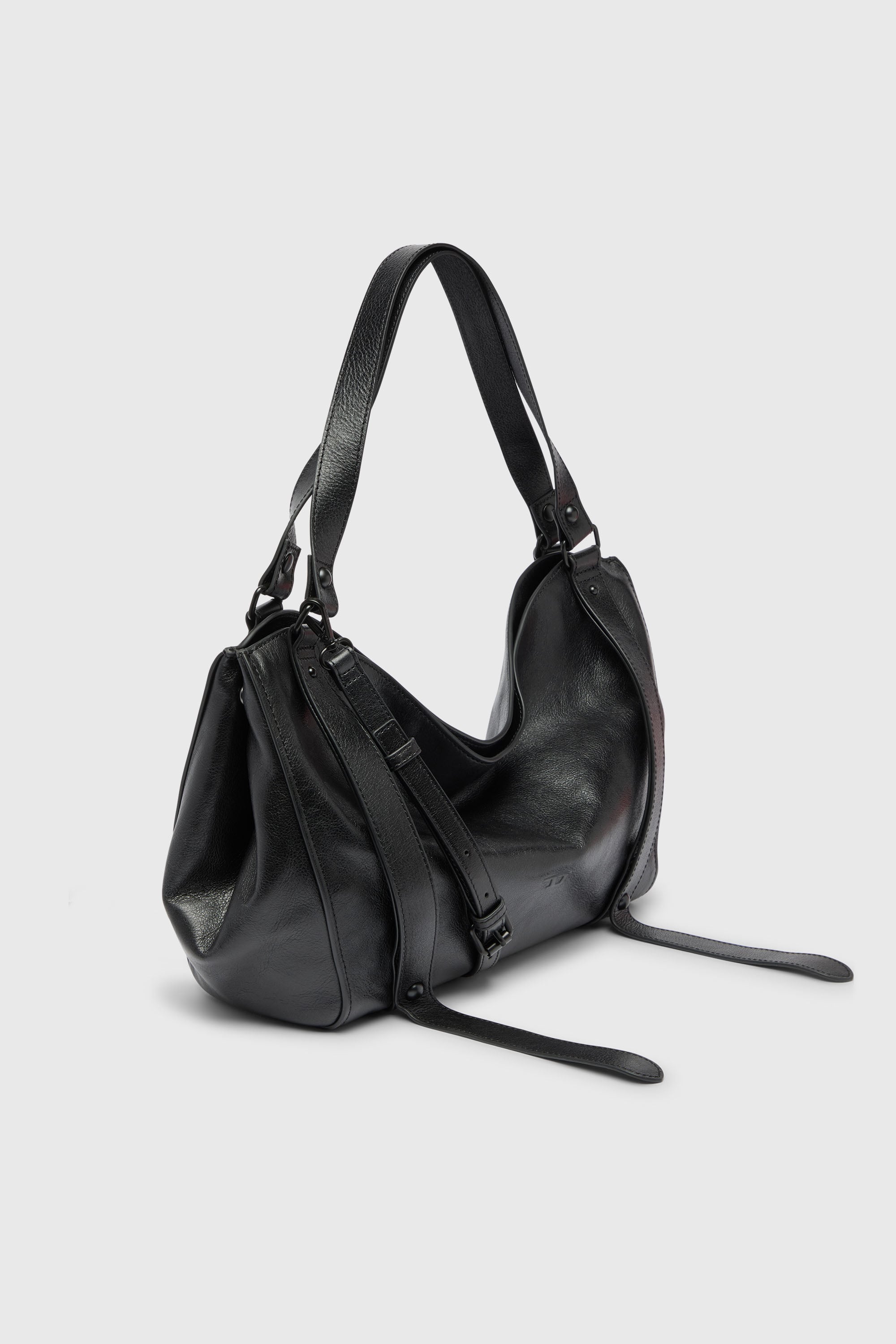 Diesel - D-ONE TOPHANDLE M, Unisex's D-One- Medium top-handle bag in leather in Black - 4