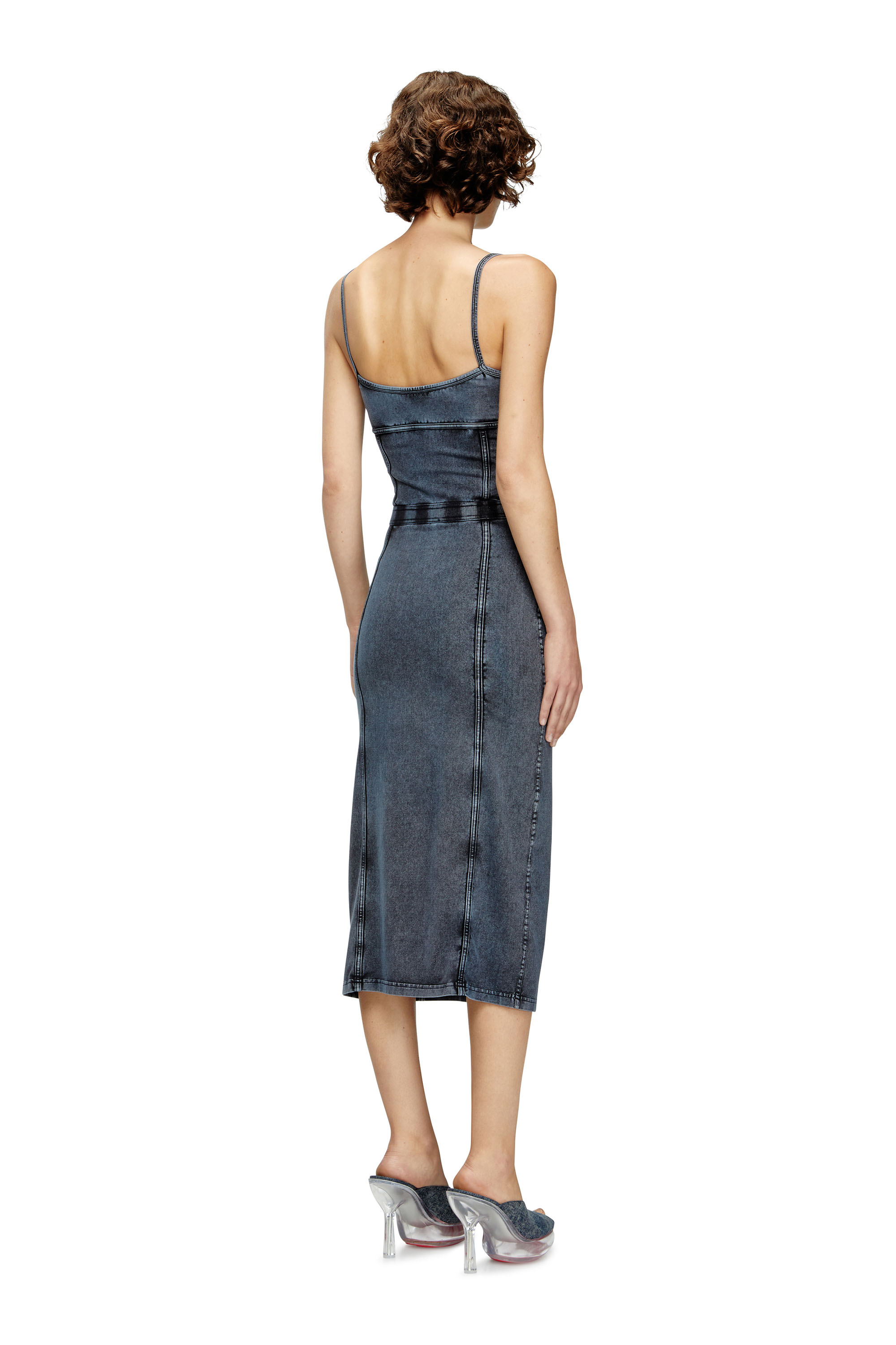 Diesel - D-ONY, Robe midi en jersey effet denim Femme in Bleu - 4