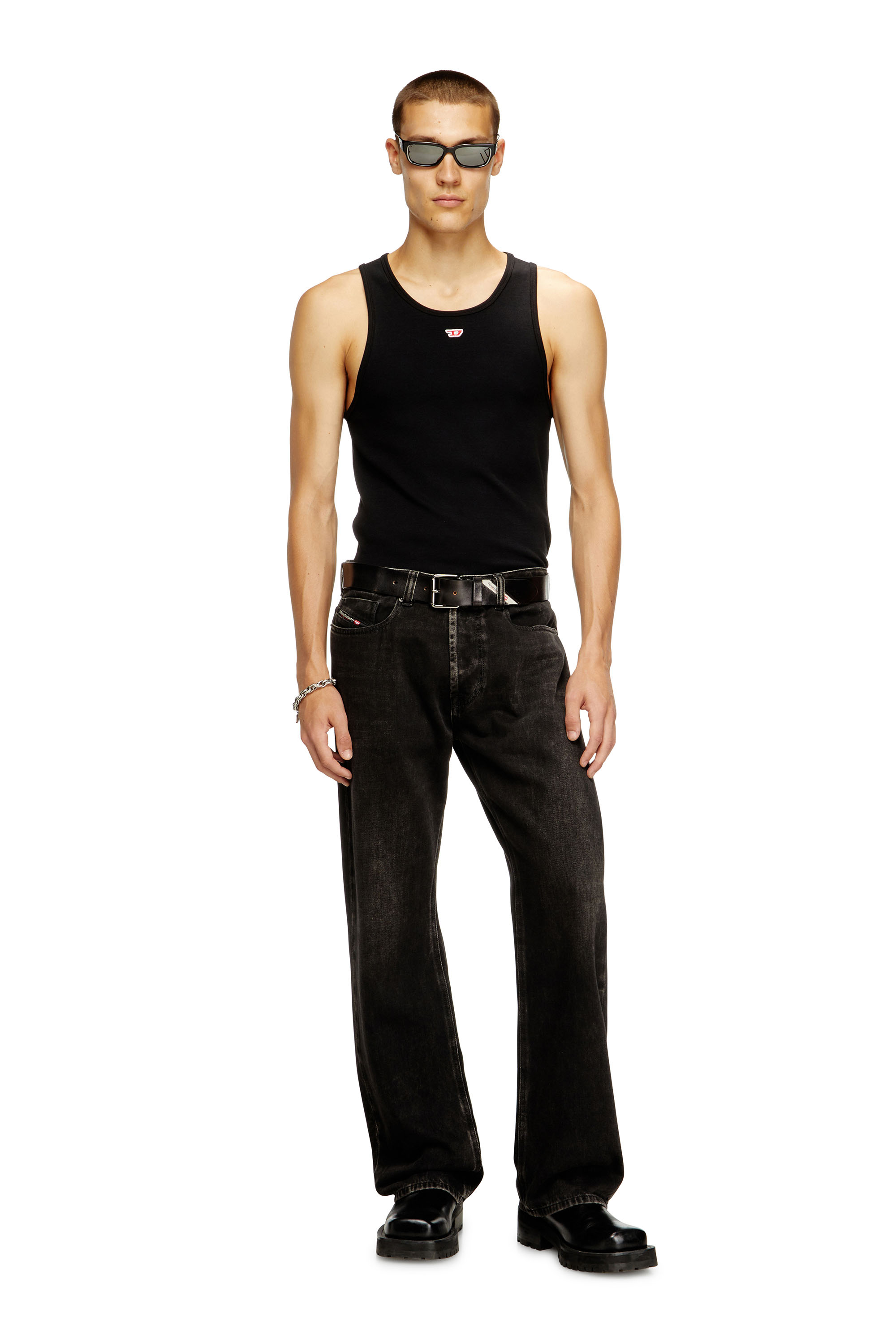 Diesel - T-LIFTY-D, Male's Tank top with mini D logo patch in Black - 1