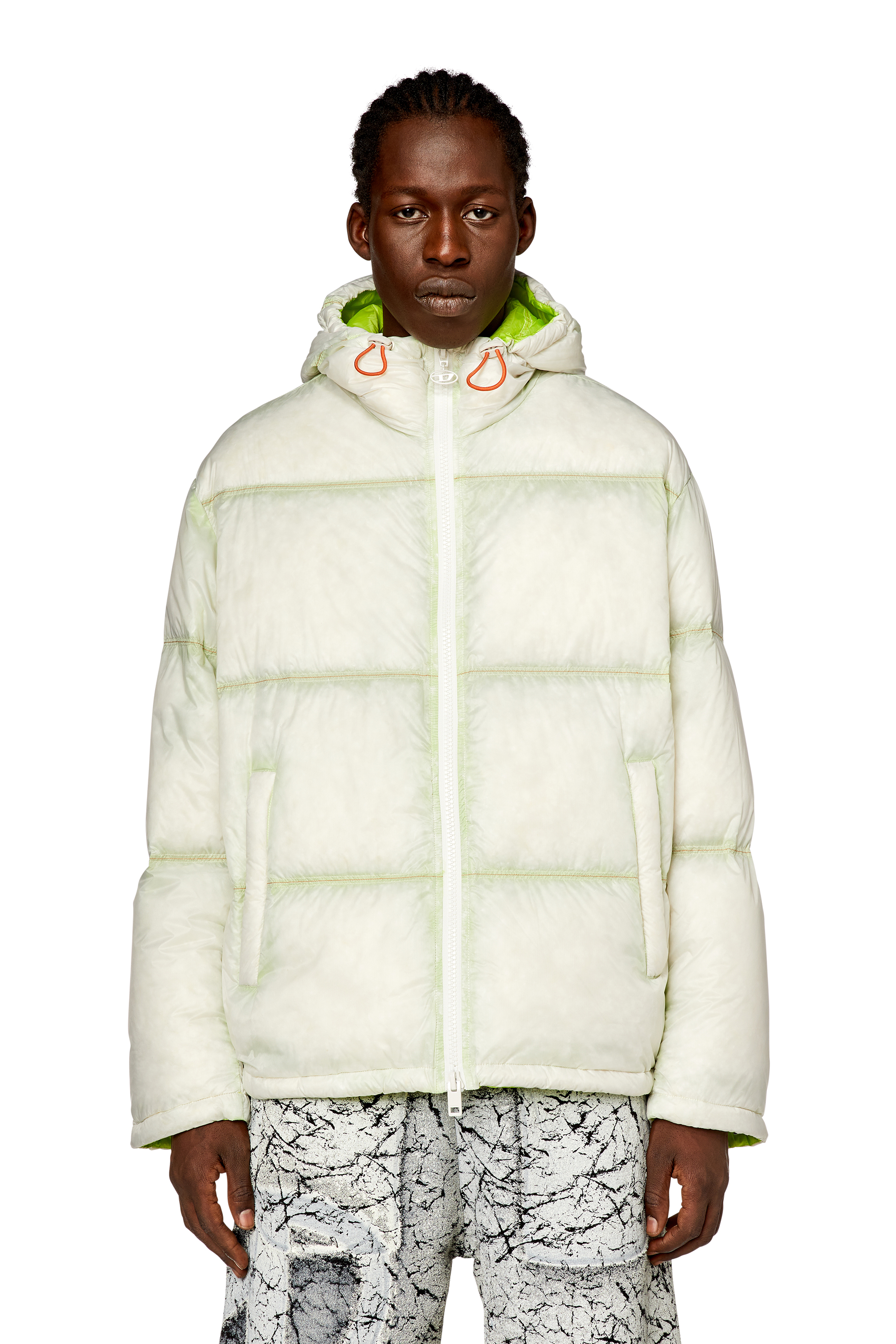 美品★ BUMPY SHEER DOUBLE JACKET Men's Hooded down jacket in sheer ripstop | Multicolor | Diesel