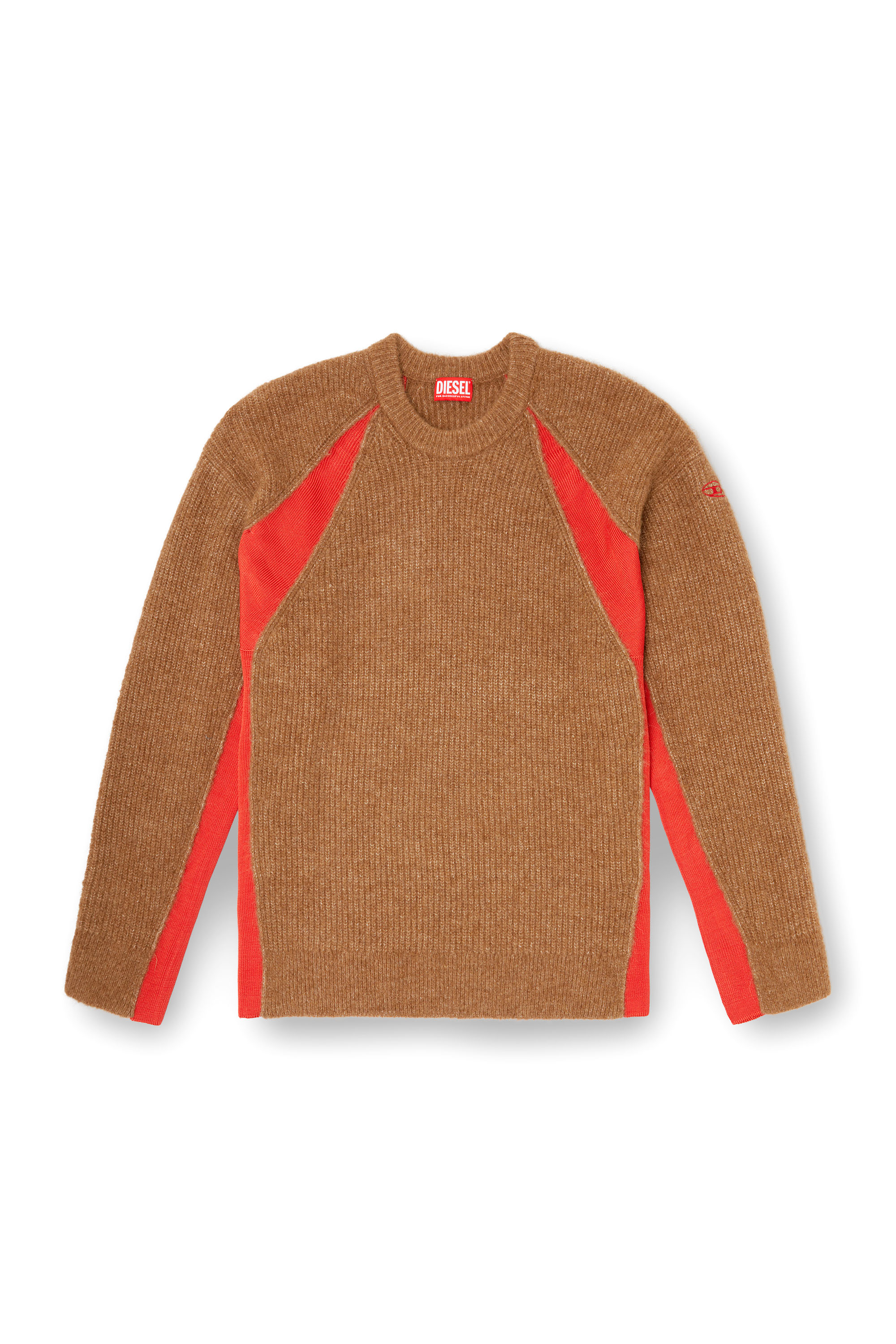 Diesel - K-LOLLO, Male's Alpaca-blend jumper with contrast inserts in Brown - 2