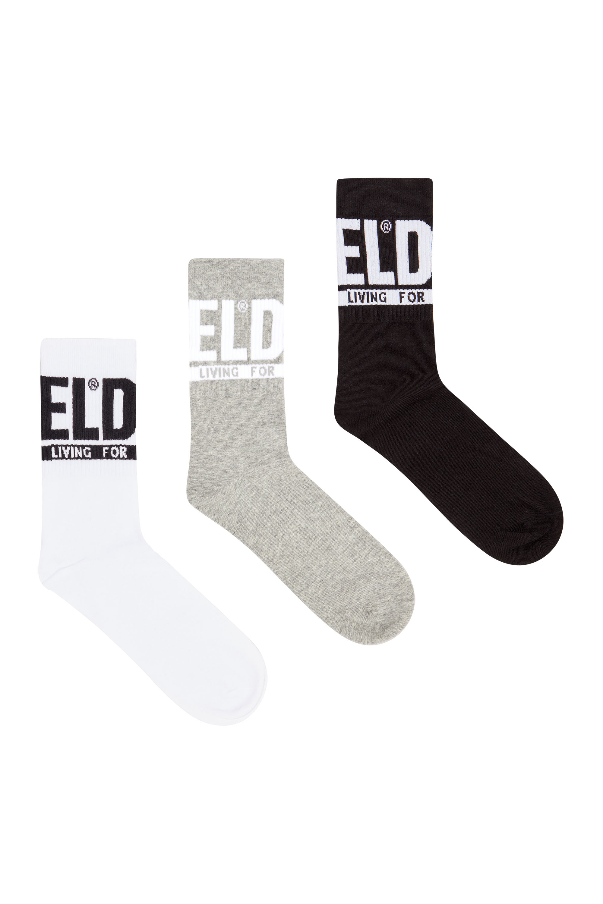 Diesel - SKM-RAY-THREEPACK, Male's 3-pack of logo cuff socks in Black/Grey - 1