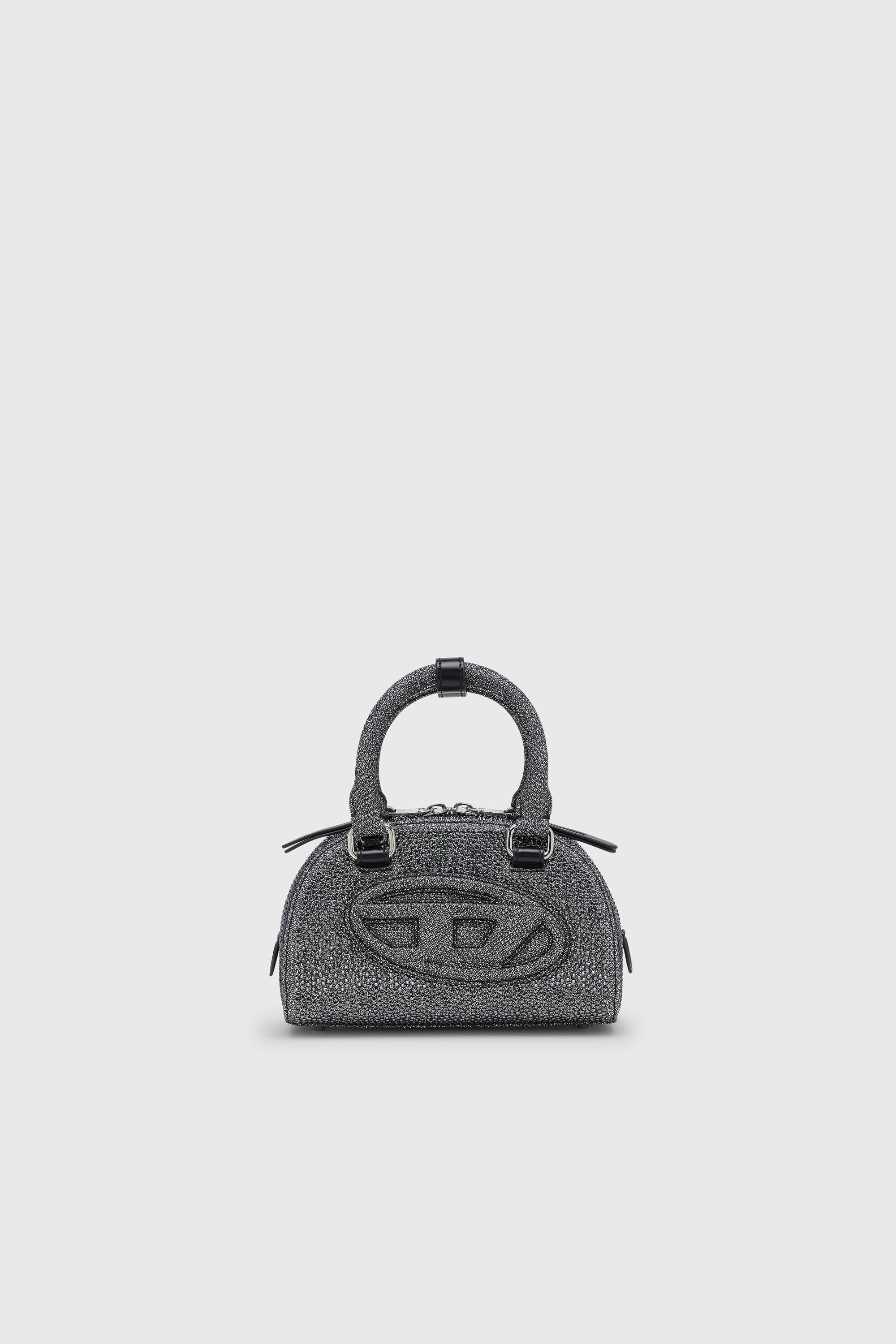 Diesel - 1DR DOME CROSSBODY, Woman's 1DR Dome - Small bowling bag in crystal Lurex in Black/Silver - 1