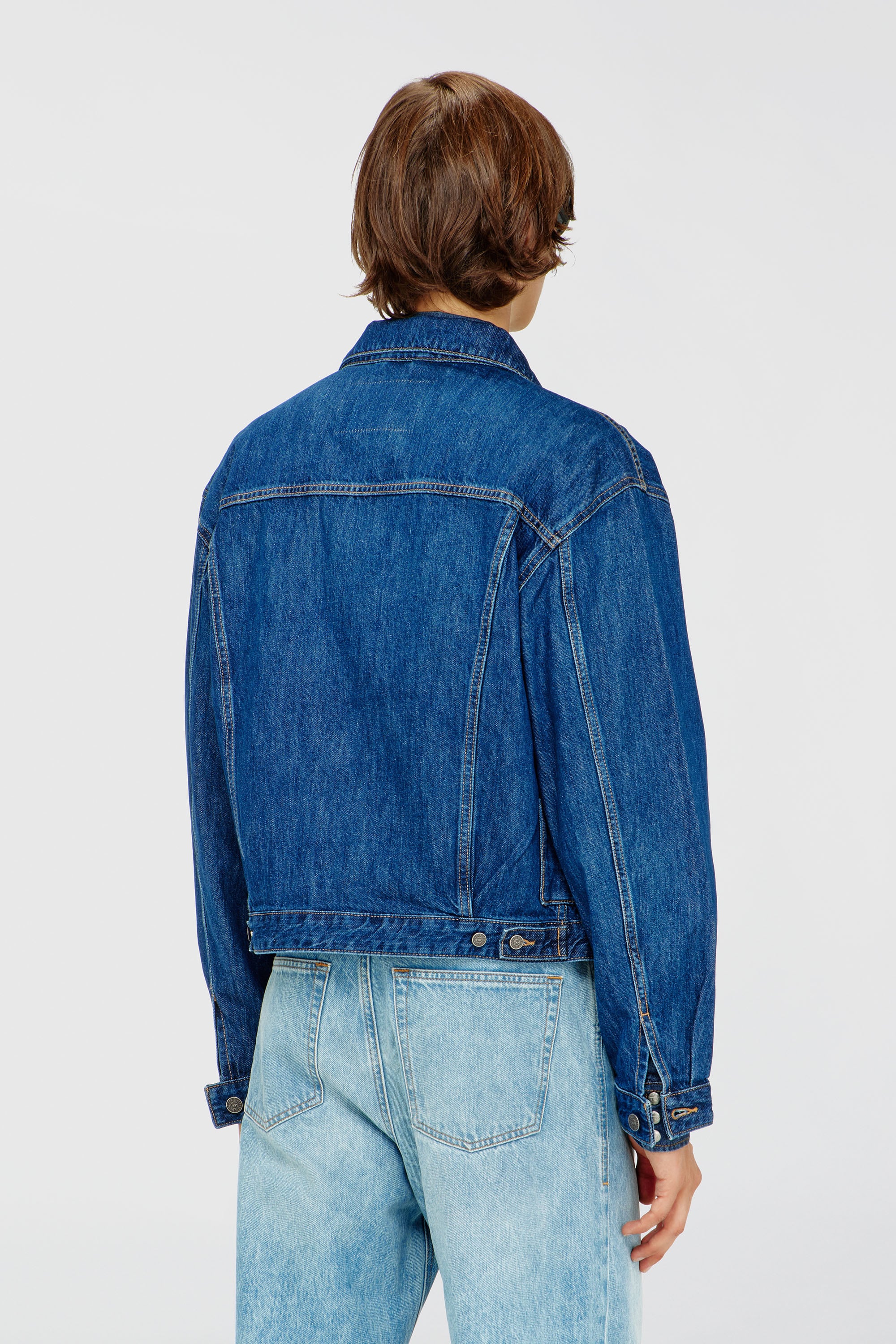 Diesel - D-RANGER, Man's Trucker jacket in denim in Medium blue - 5