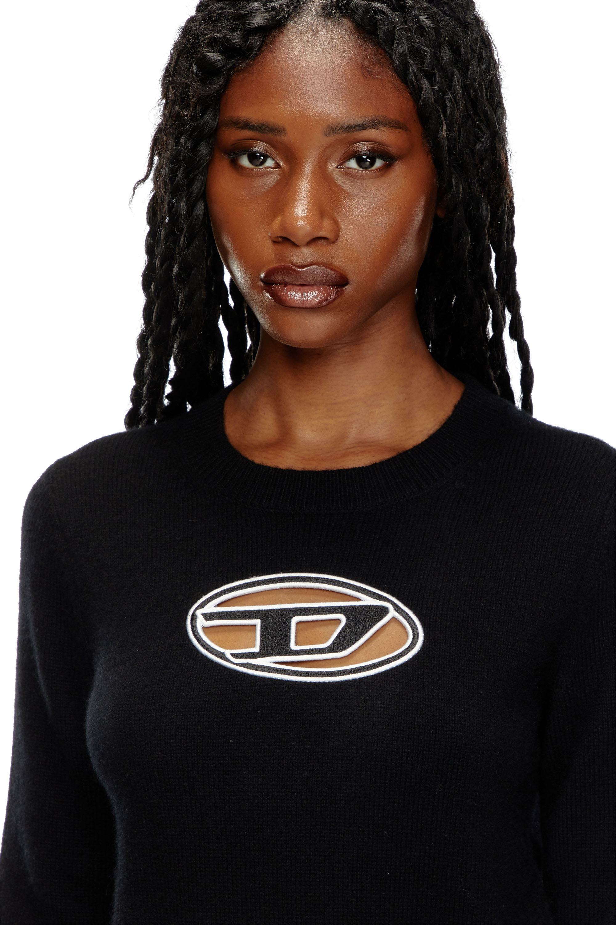 Diesel - M-AREESA, Female's Jumper with embroidered cut-out logo in Black - 4