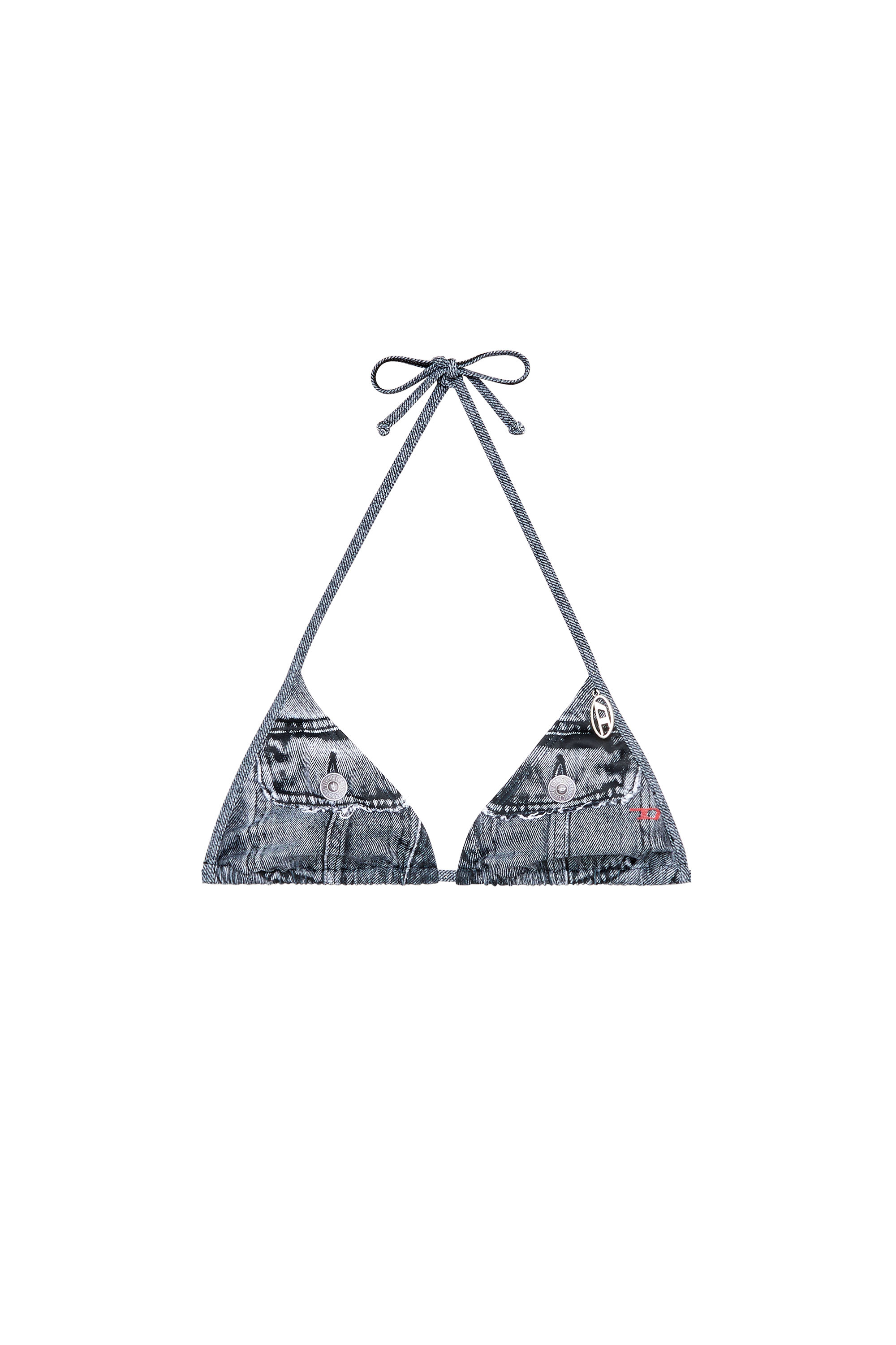 Diesel - TATIANA-DNM, Haut de bikini triangle avec effet trompe-l'œil denim Femme in Bleu - 3