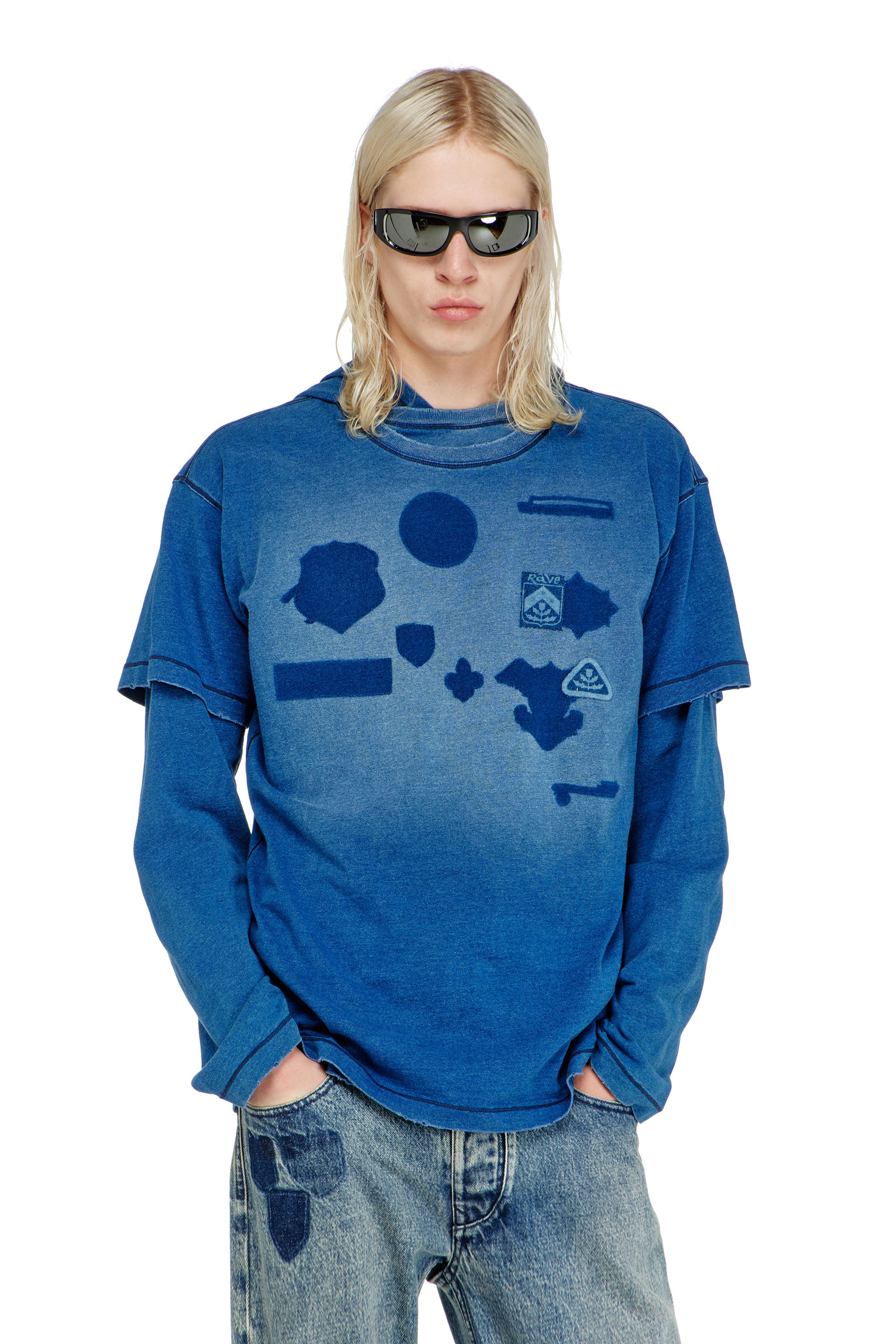 Diesel - T-NOX, Male's T-shirt with shadow-effect patches in null - 1