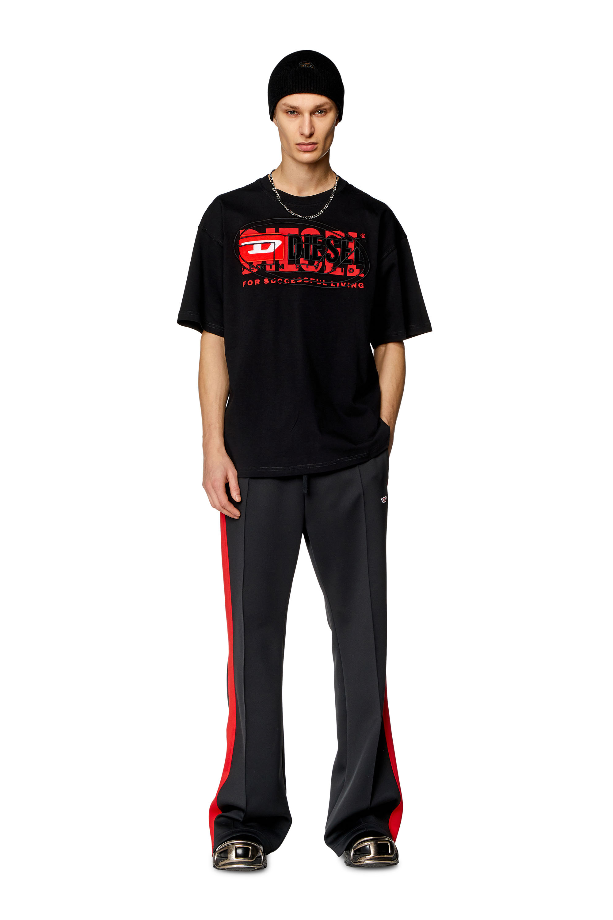 Diesel - T-BOXT, Man's T-shirt with layered logos in Black - 1