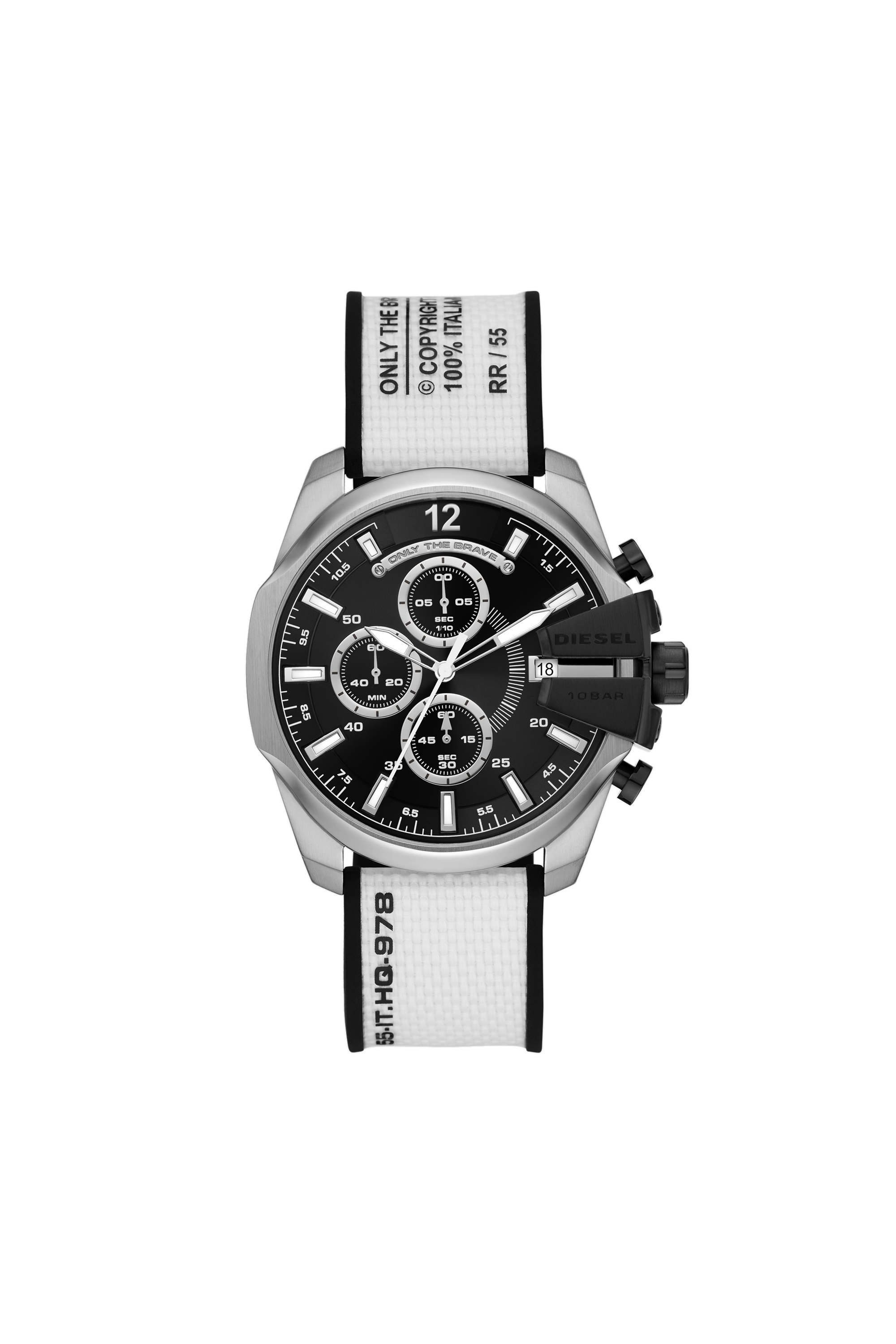 Reloj cron&oacute;grafo Baby Chief con correa en lona blanca