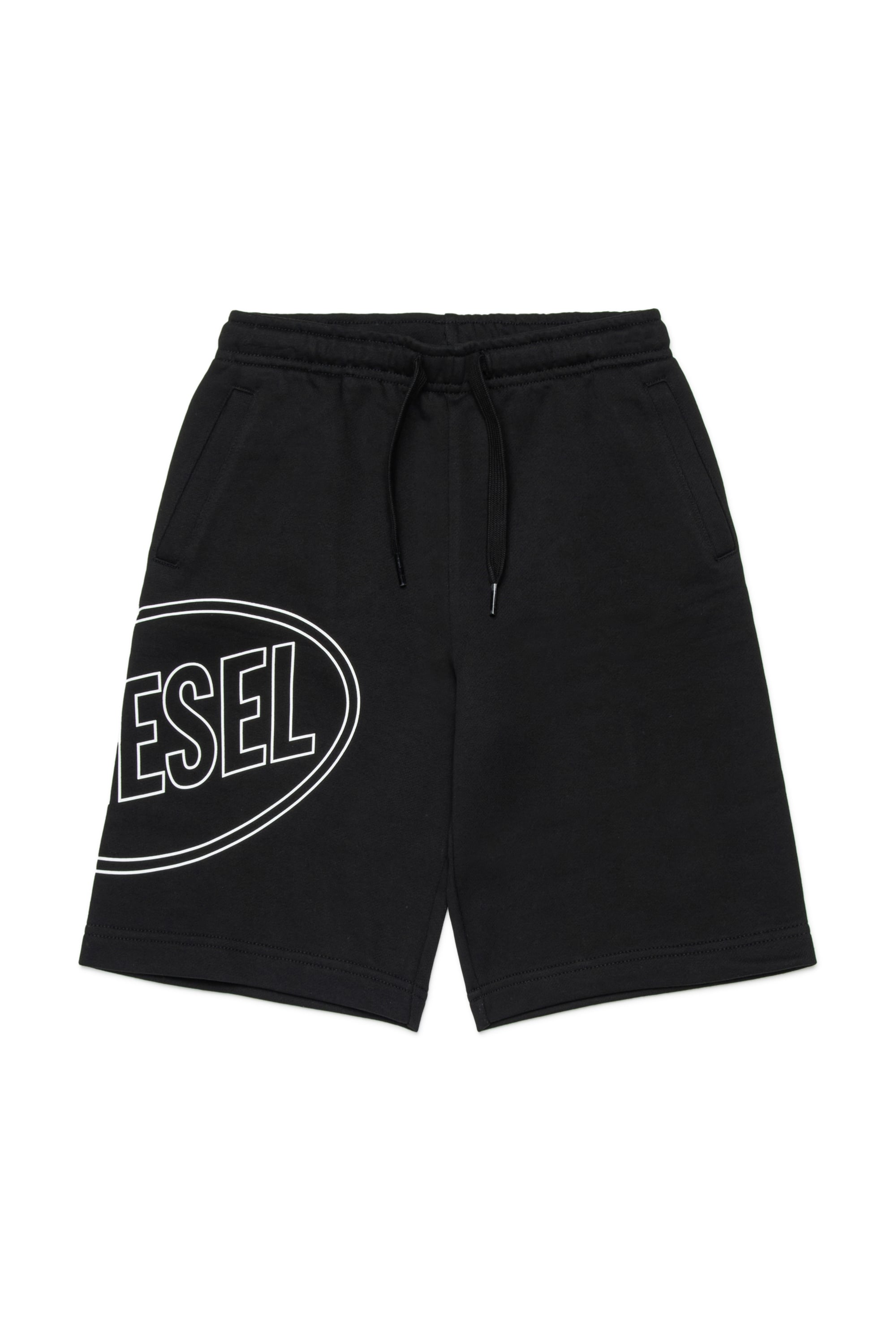 Diesel - PCIRCLE SHORT, Man's Cotton bermudas with maxi print in Black - 1
